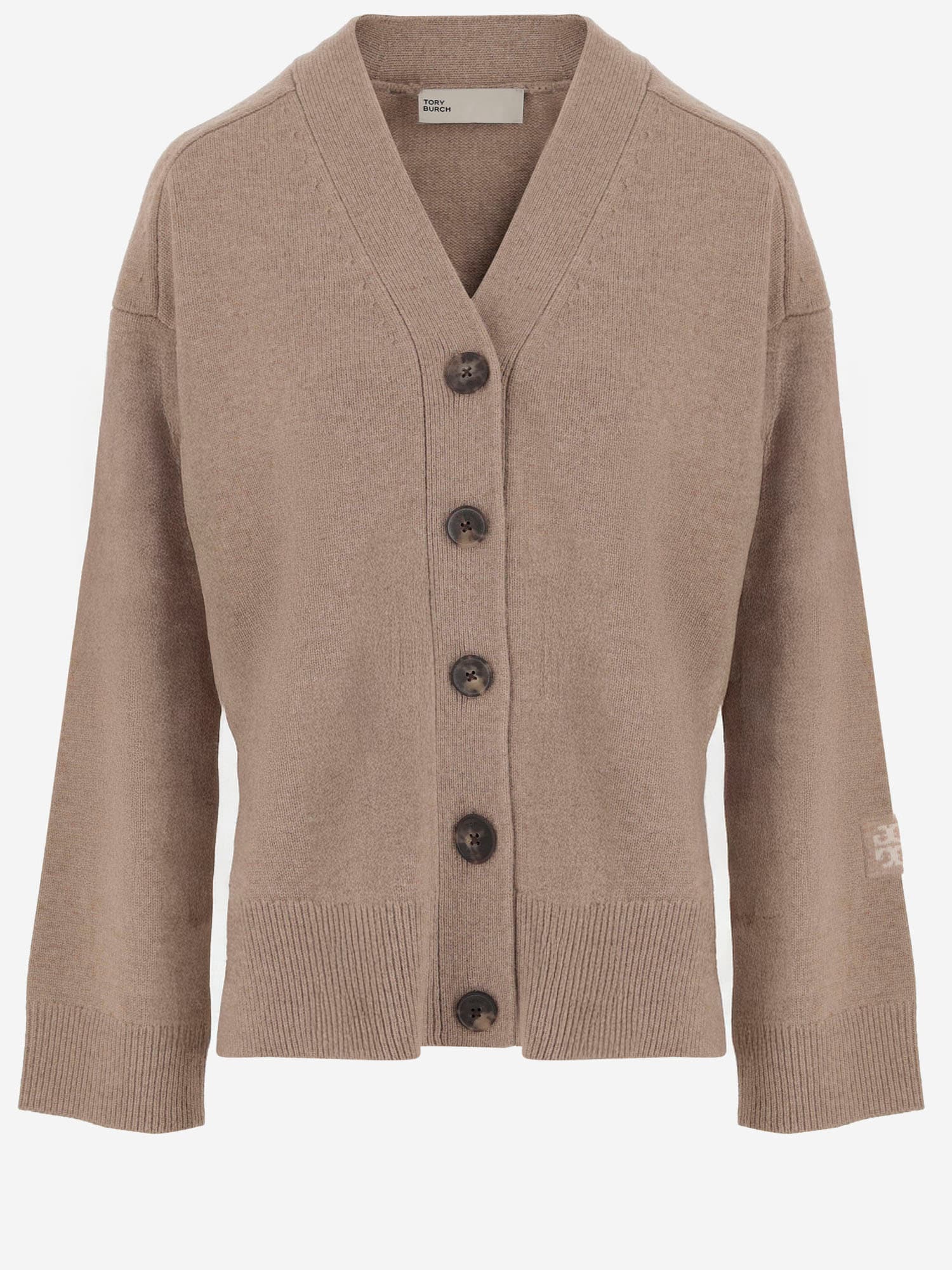 Tory Burch Wool Cardigan In Brown