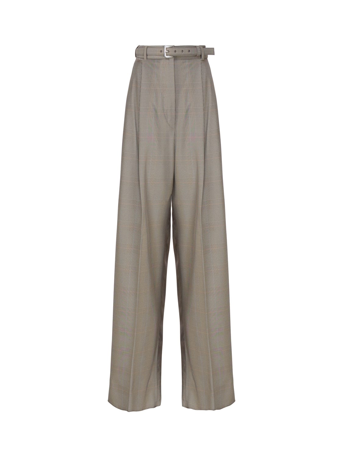 Shop Sportmax Oversized Trousers In Prince Of Wales In Beige