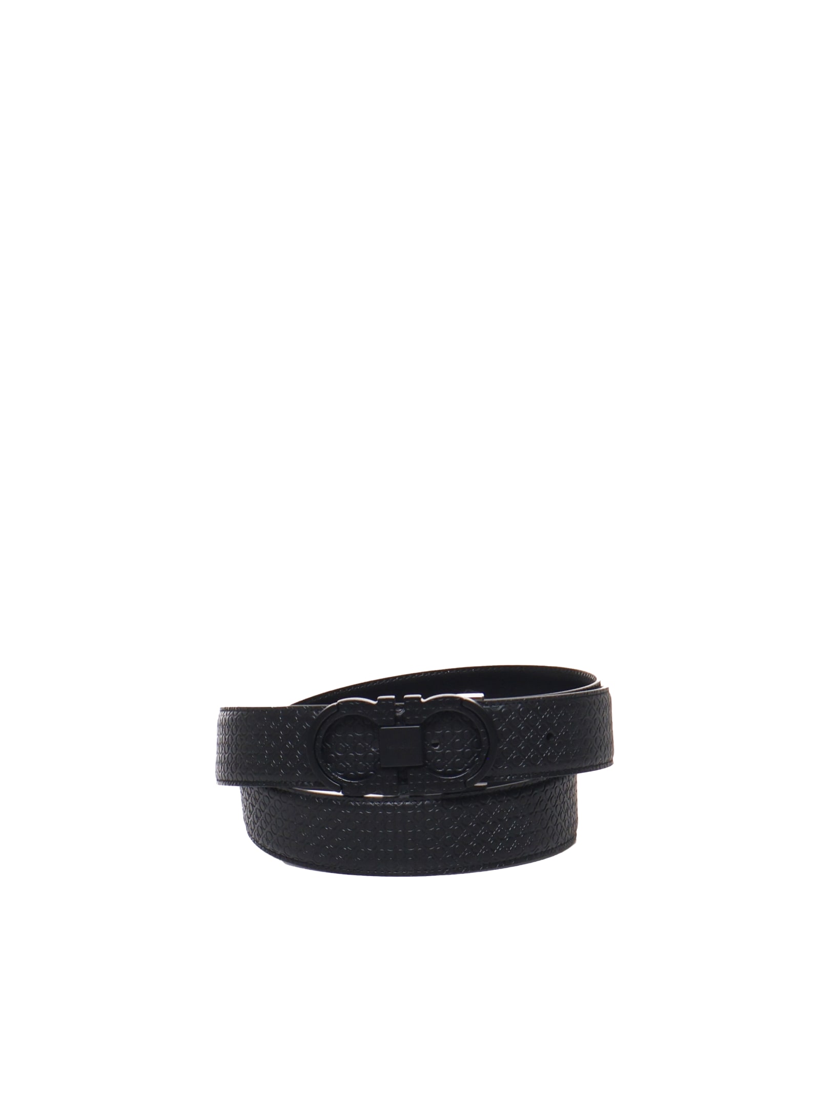 Shop Ferragamo Gancini Belt Reversible In Black