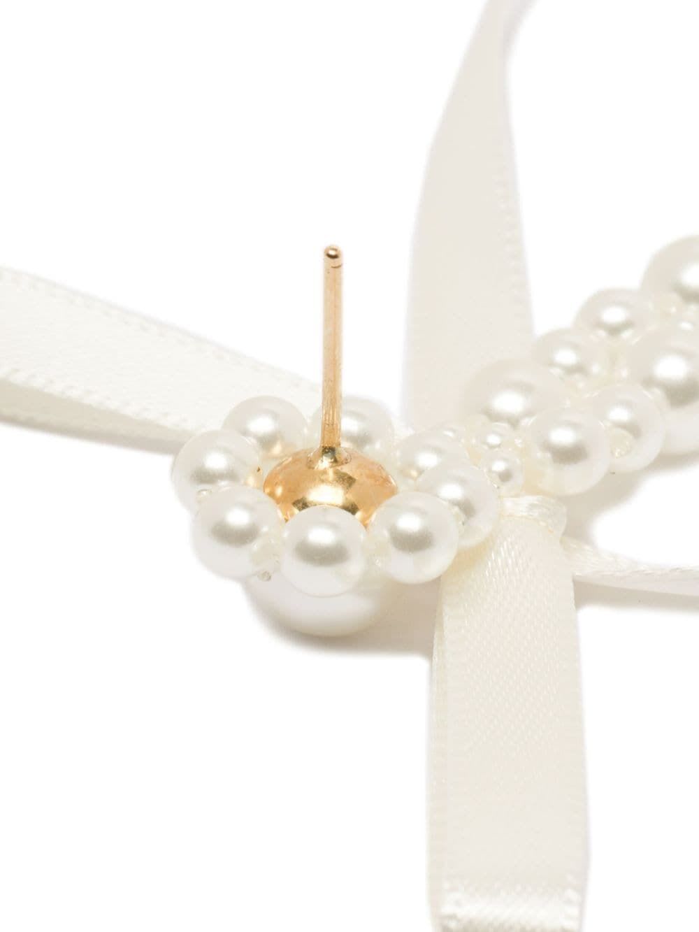 Shop Simone Rocha Bow Ribbon Drip Earrings In Pearl Ivory