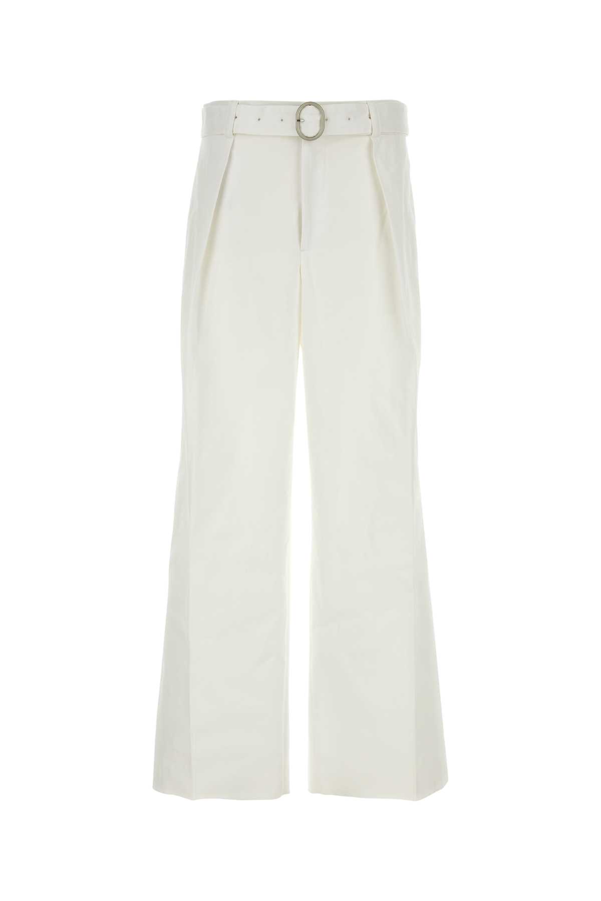 White Cotton Wide-leg Pant