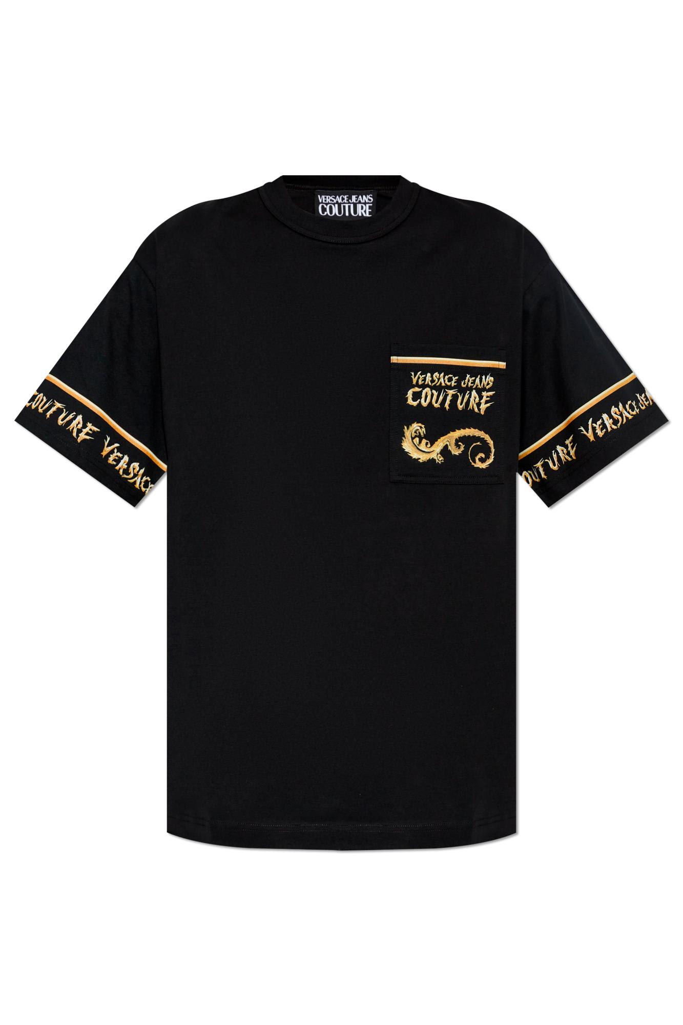 Shop Versace Jeans Couture T-shirt With Logo In Black