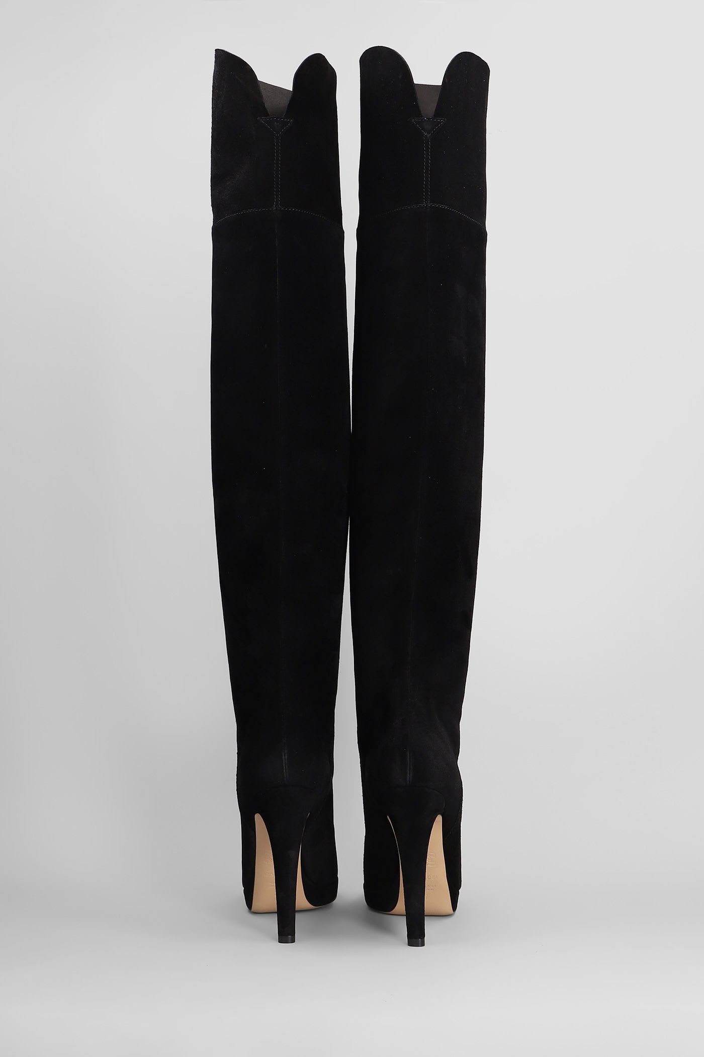 Casadei 100mm Suede Knee-high Stiletto Boots In Black