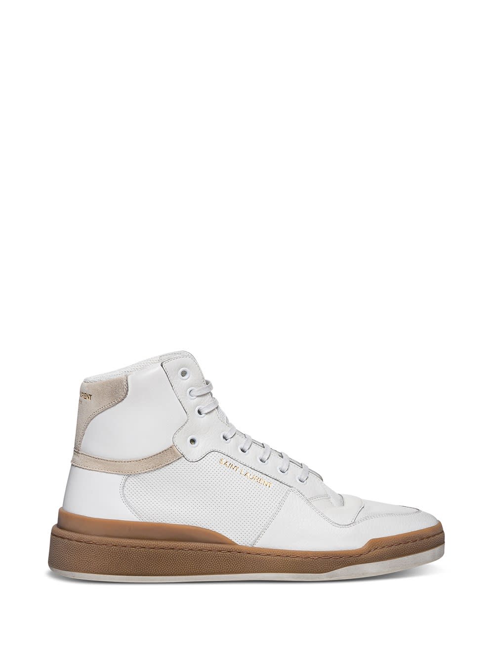 SAINT LAURENT SL24 MID-TOP SNEAKERS IN LEATHER AND SUEDE,61061804GA09298