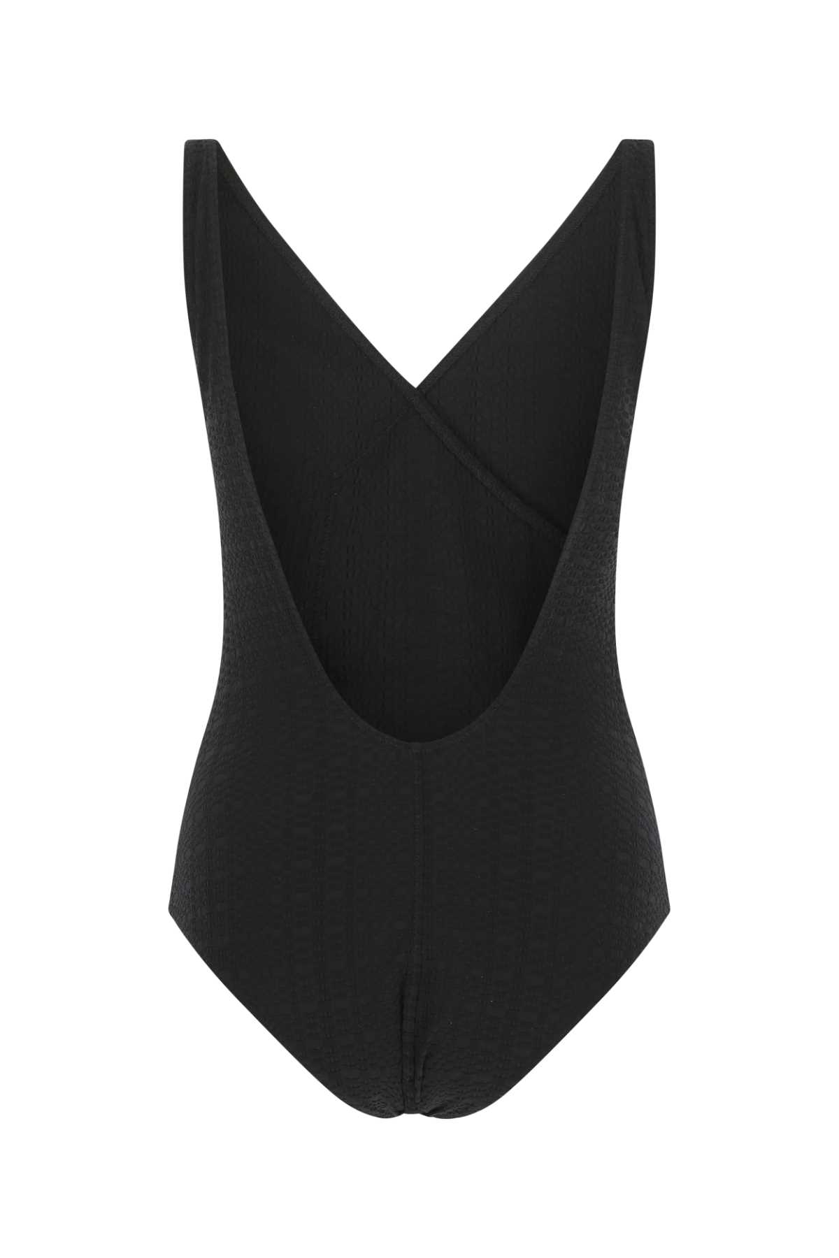 Shop Lisa Marie Fernandez Black Stretch Seersucker Scallop Swimsuit