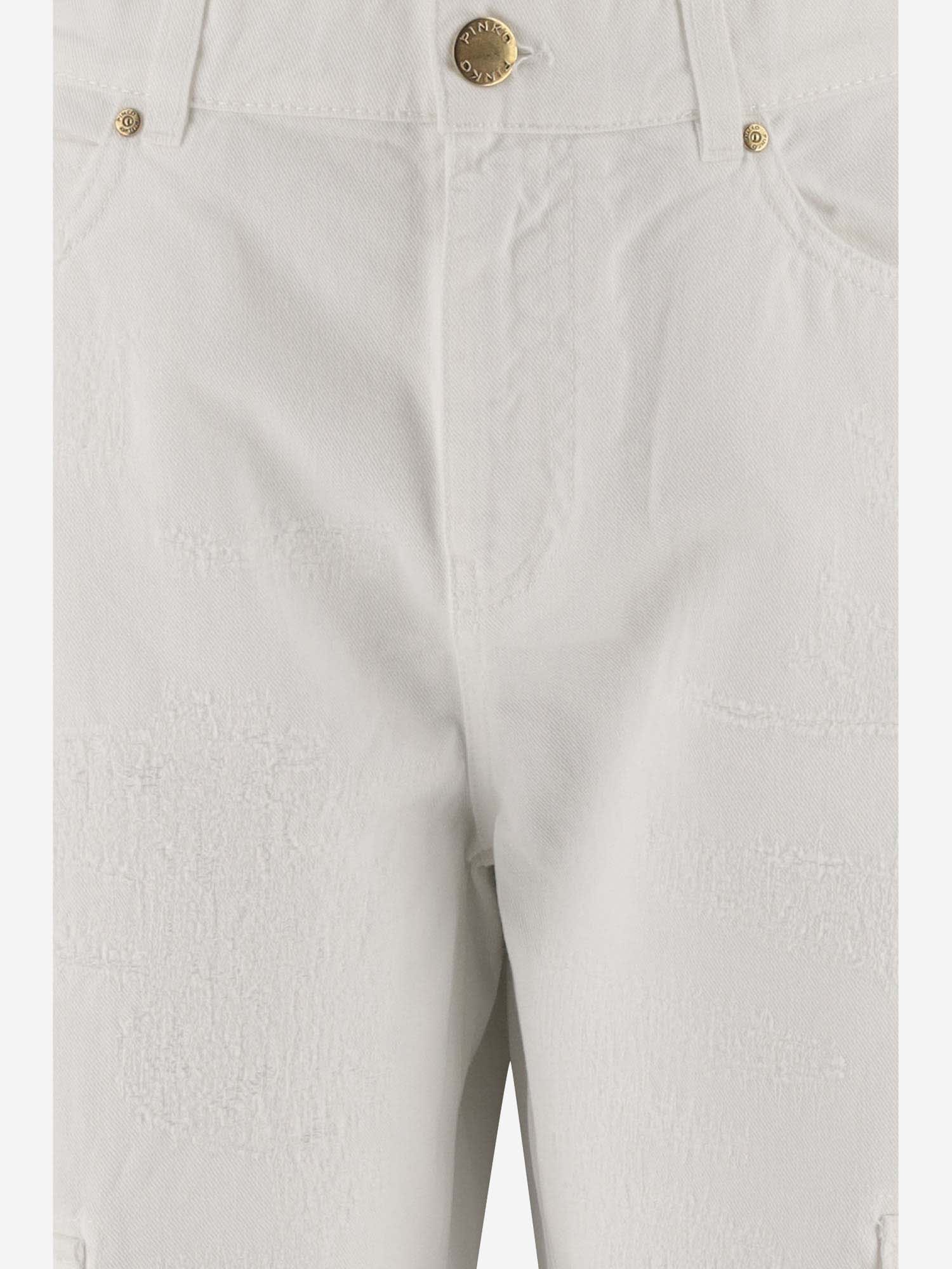 Shop Pinko Cotton Cargo Pants In White