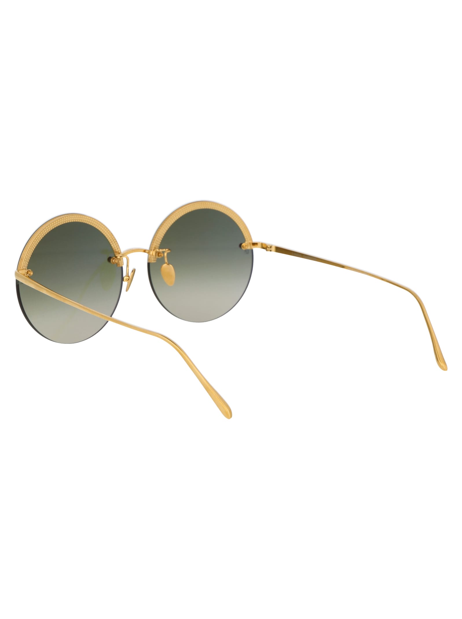 Shop Linda Farrow Adrienne Sunglasses In 002 Yellow Gold/green