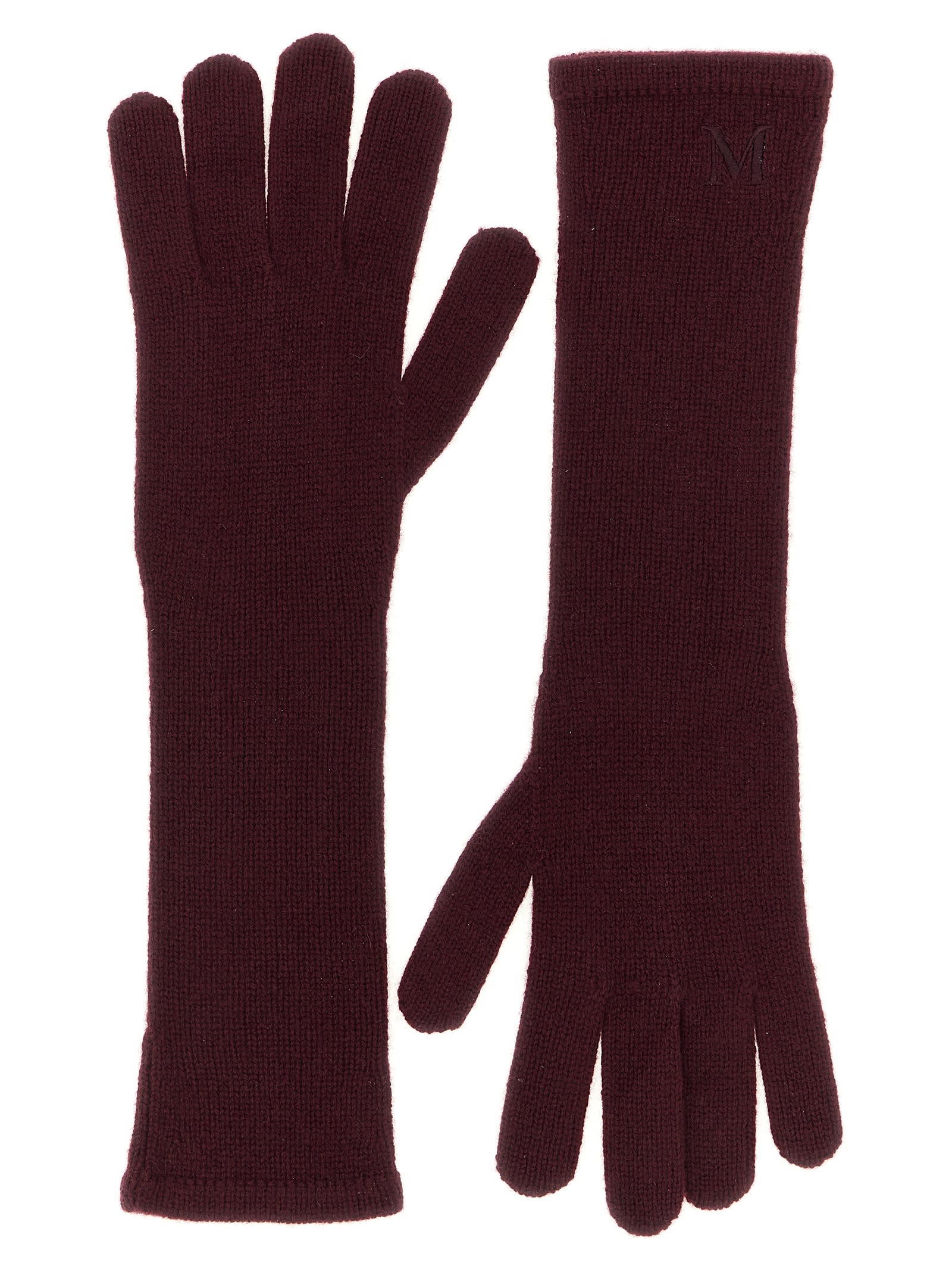 Max Mara Mmjock Gloves In Burgundy