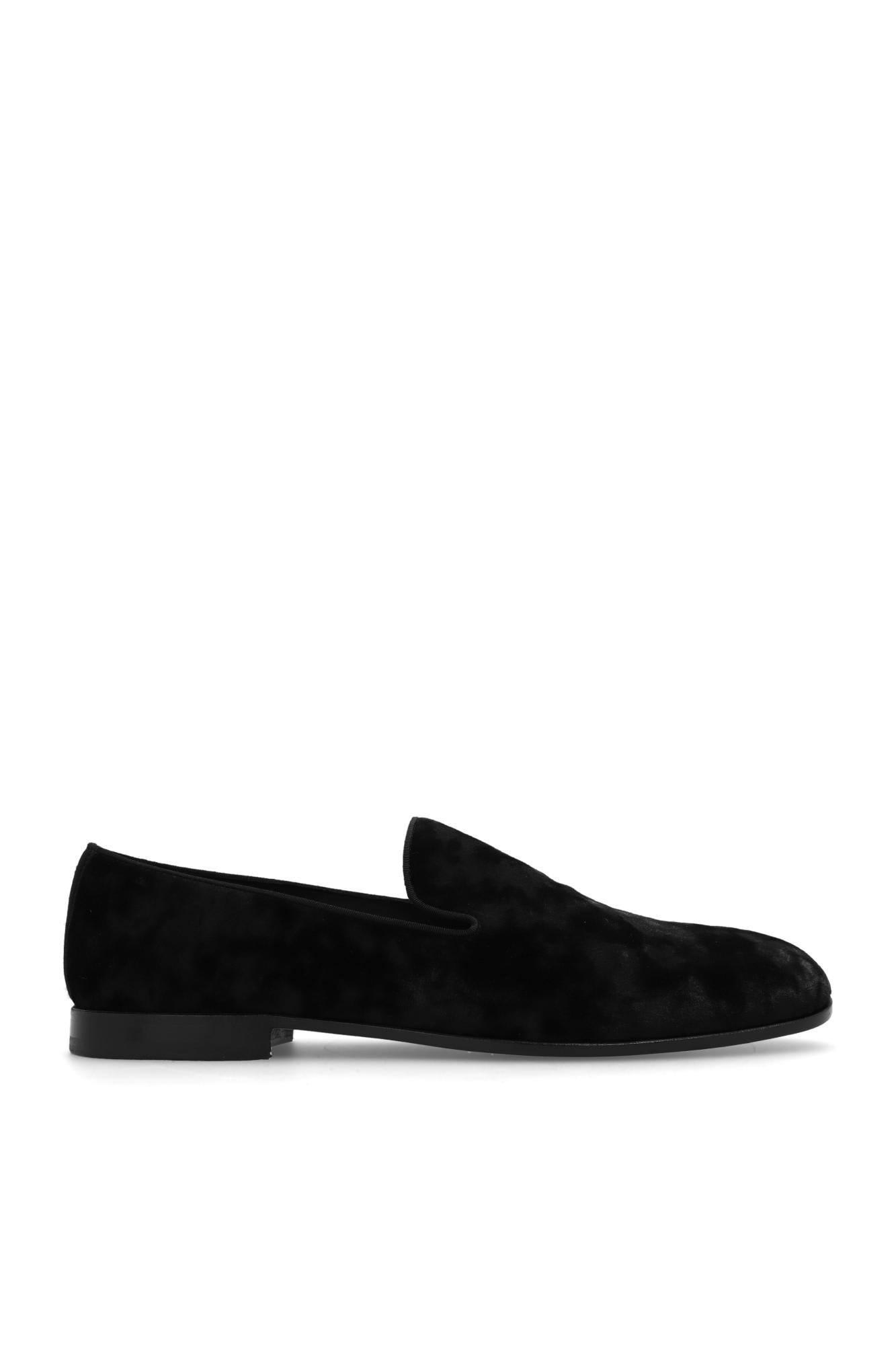 Dolce & Gabbana Round Toe Suede Loafers With Rubber Sole In Black