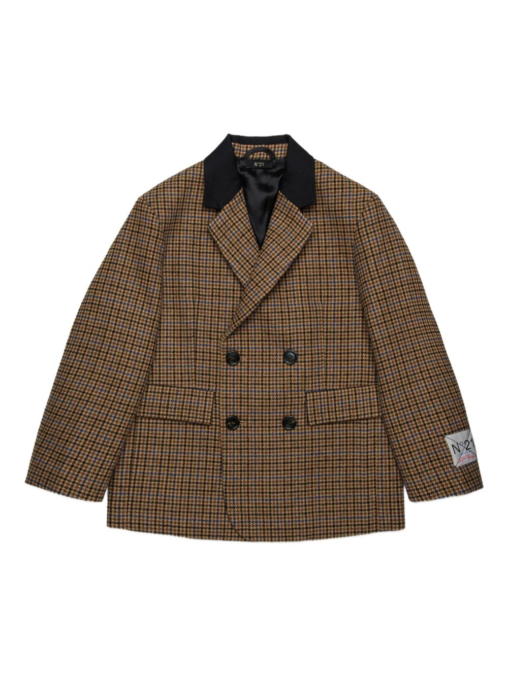 N°21 N. 21 Kids Houndstooth Blazer In Brown