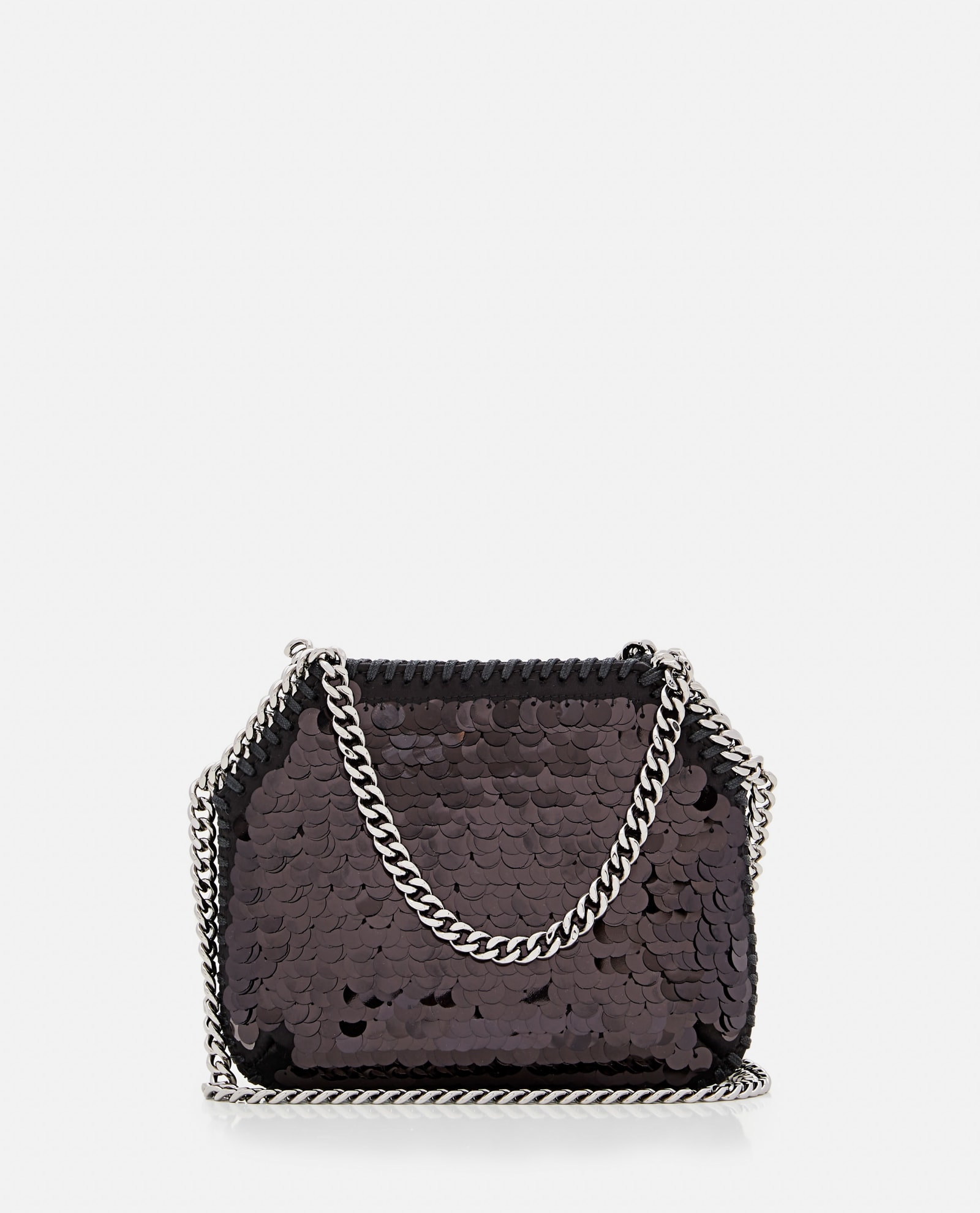 Shop Stella Mccartney Mini Shoulder Bag Oversized Paillettes In Black