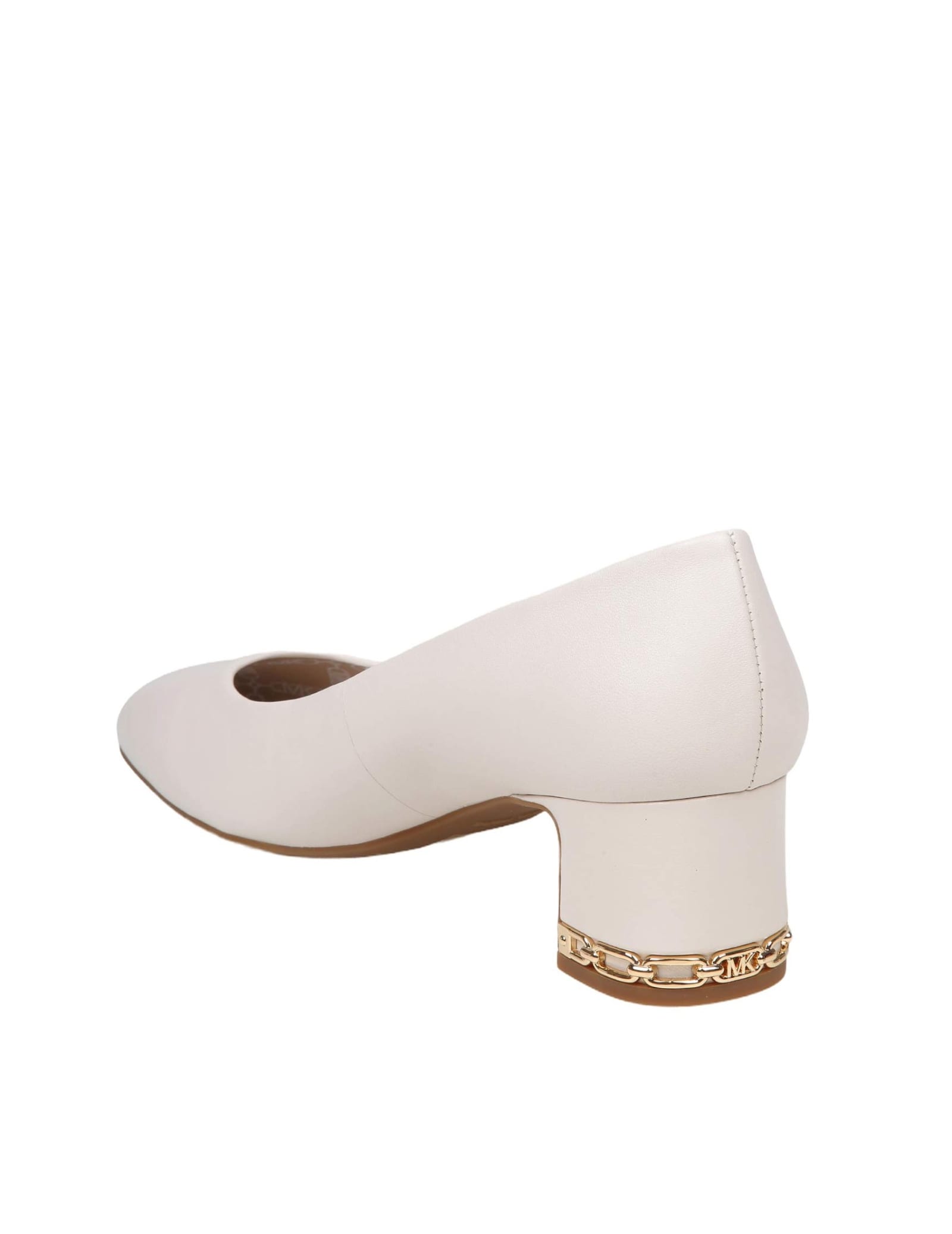 Shop Michael Kors June Flex Mid Pump In Cream Color Leather In Light Cream