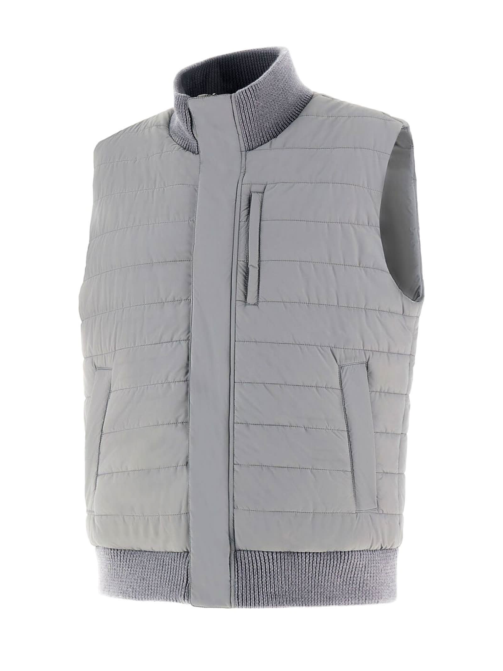 Shop Herno Waistcoat Matt-finish 20-denier Stretch Nylon In Grey