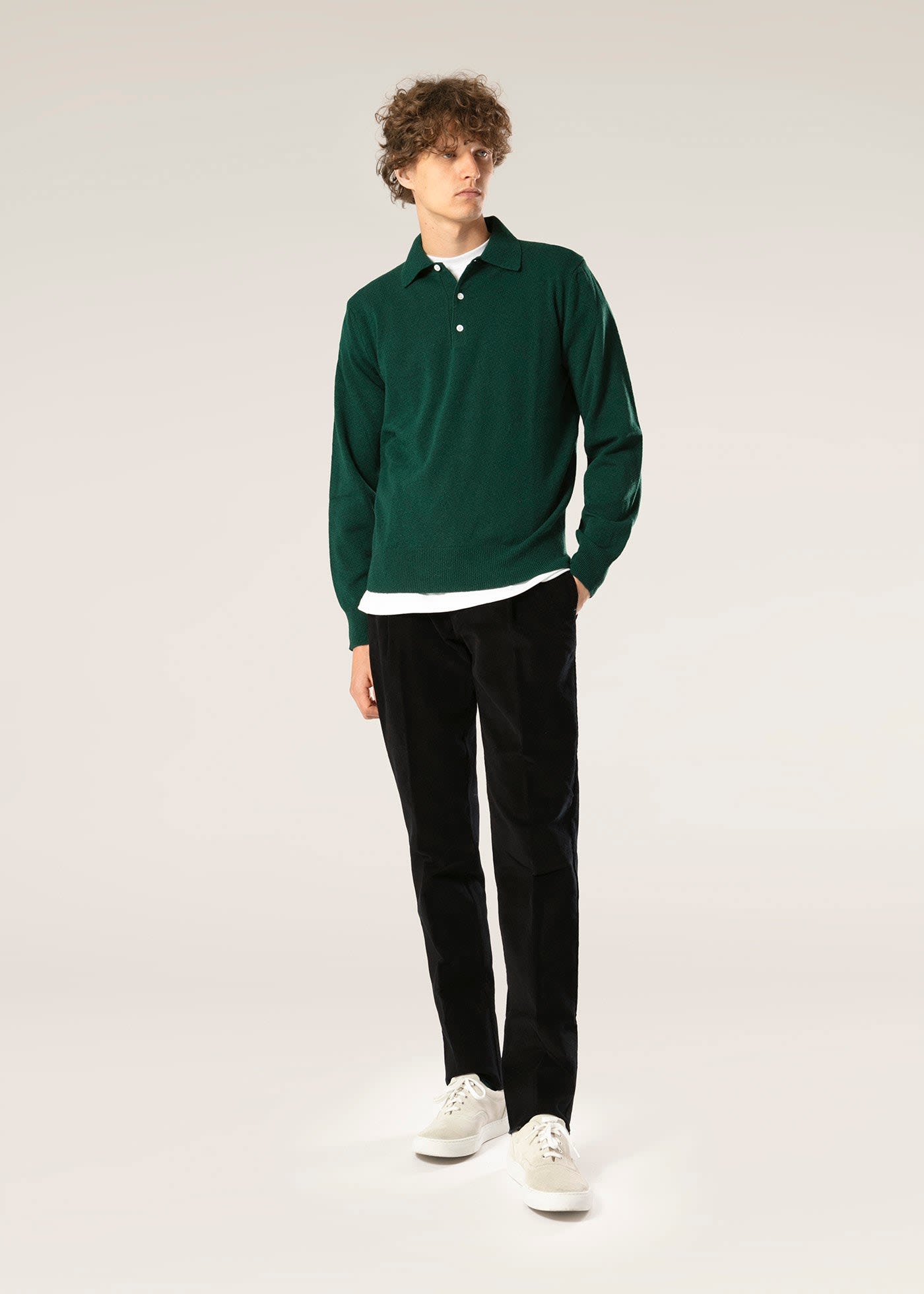 Shop Doppiaa Aaric Green Wool Polo Shirt