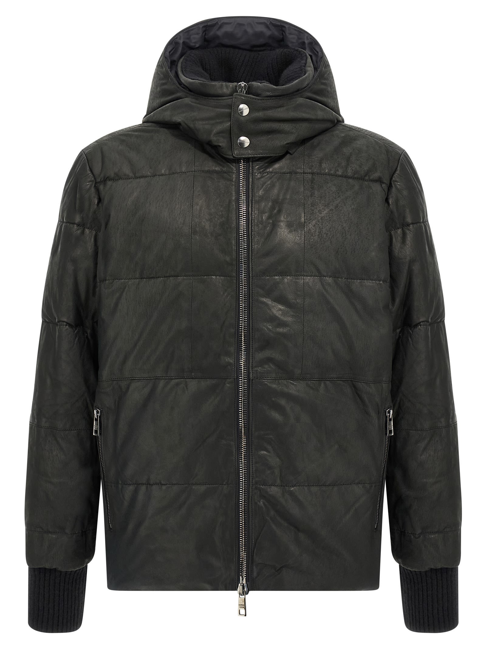 Giorgio Brato Removable Hood Down Jacket In Black