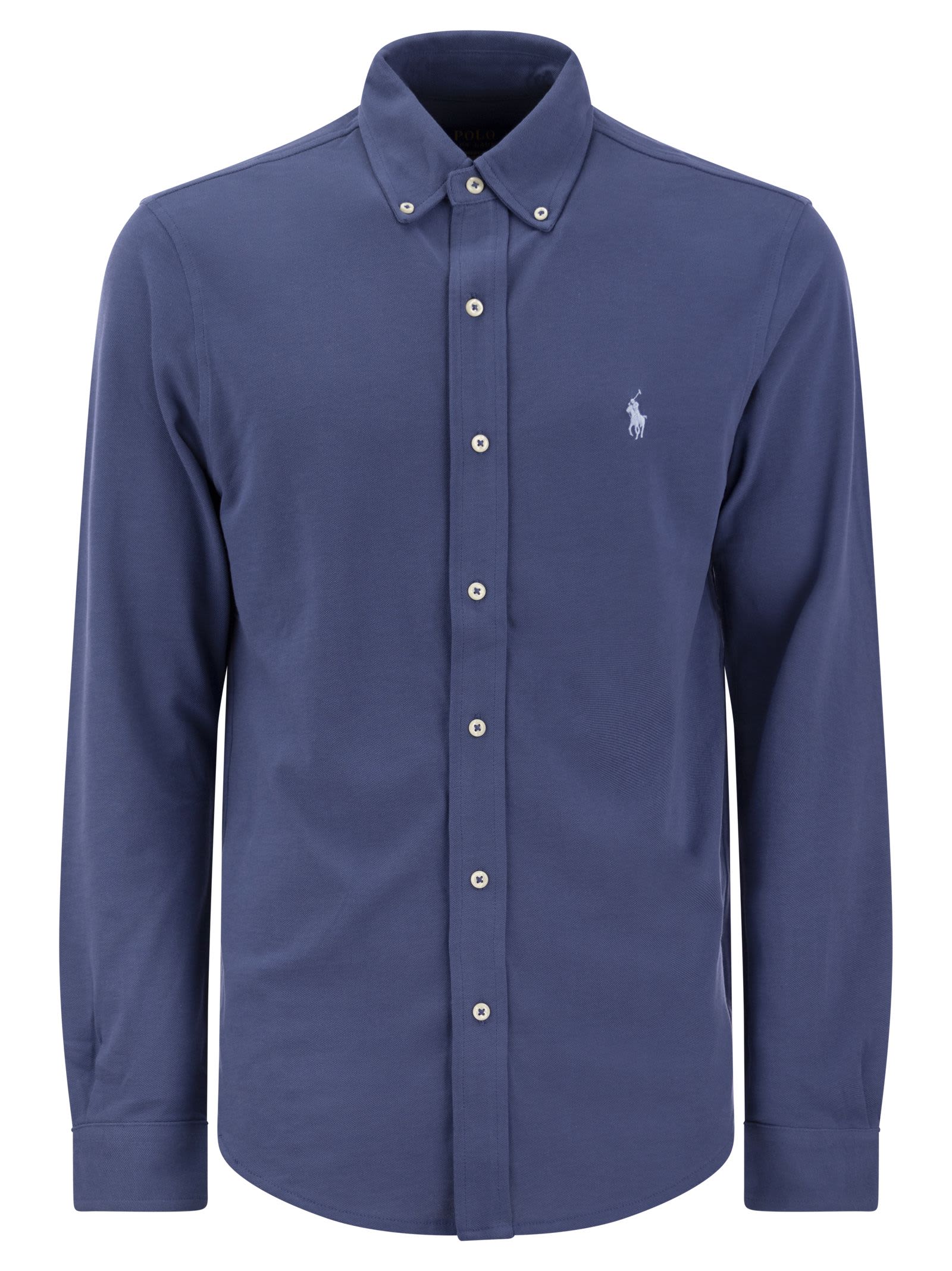 Shop Polo Ralph Lauren Ultralight Pique Shirt In Avio