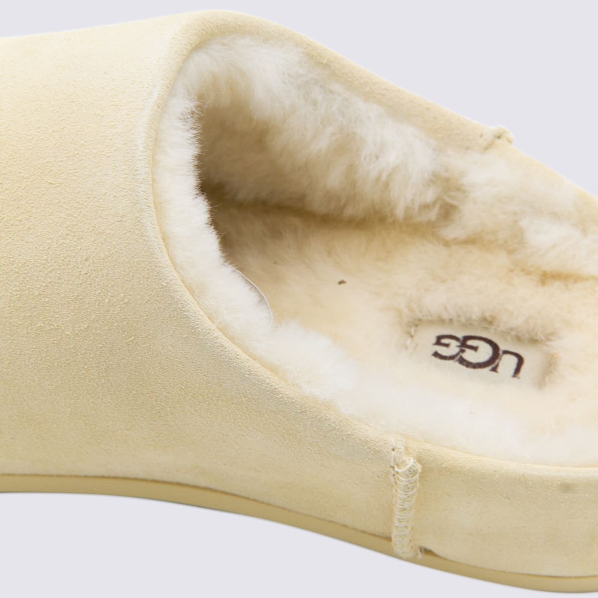 Ugg Elea Slip-on Cream Leather Slippers In Yellow