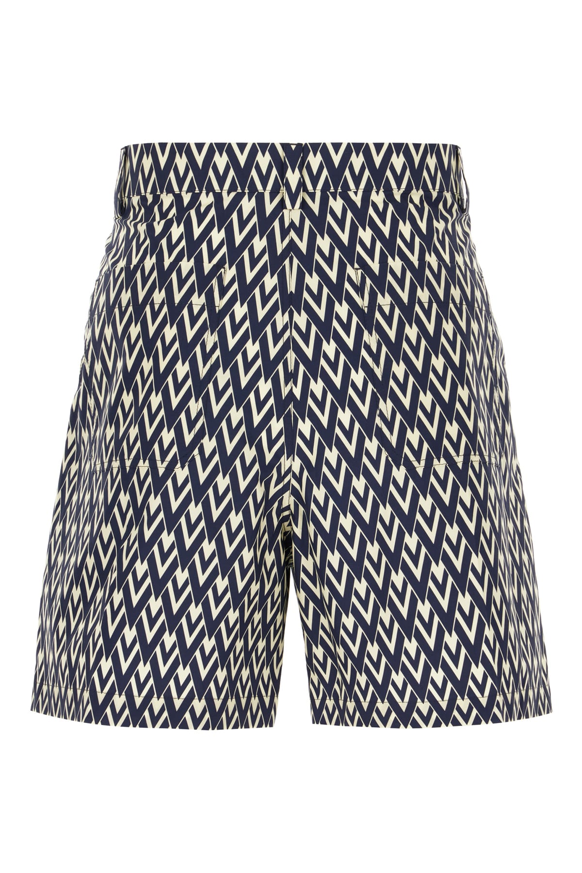 Valentino Geometric Pattern Bermuda Shorts In Blu Bianco