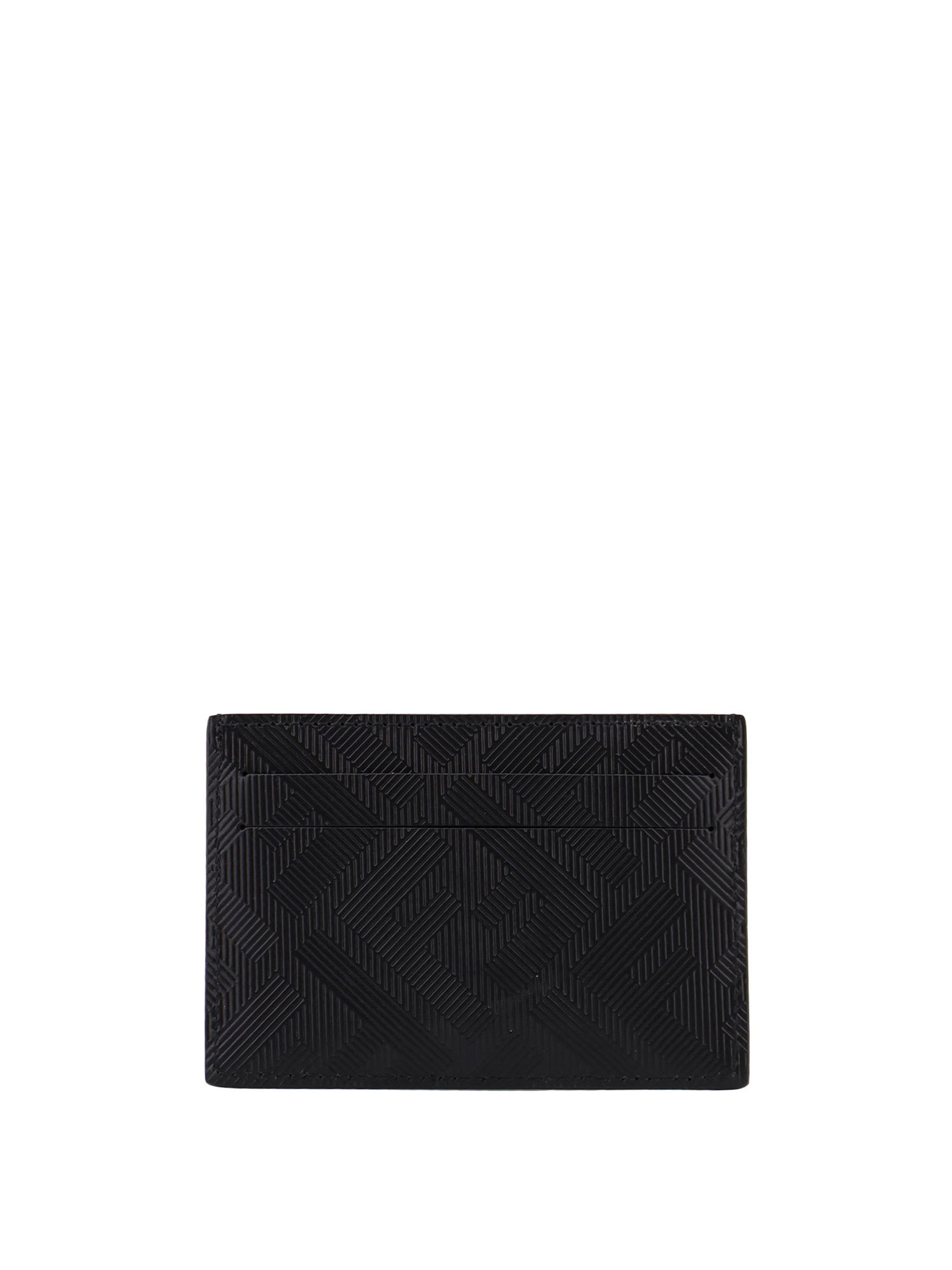 Fendi Men Leather Cardholder With Ff Motif In Black