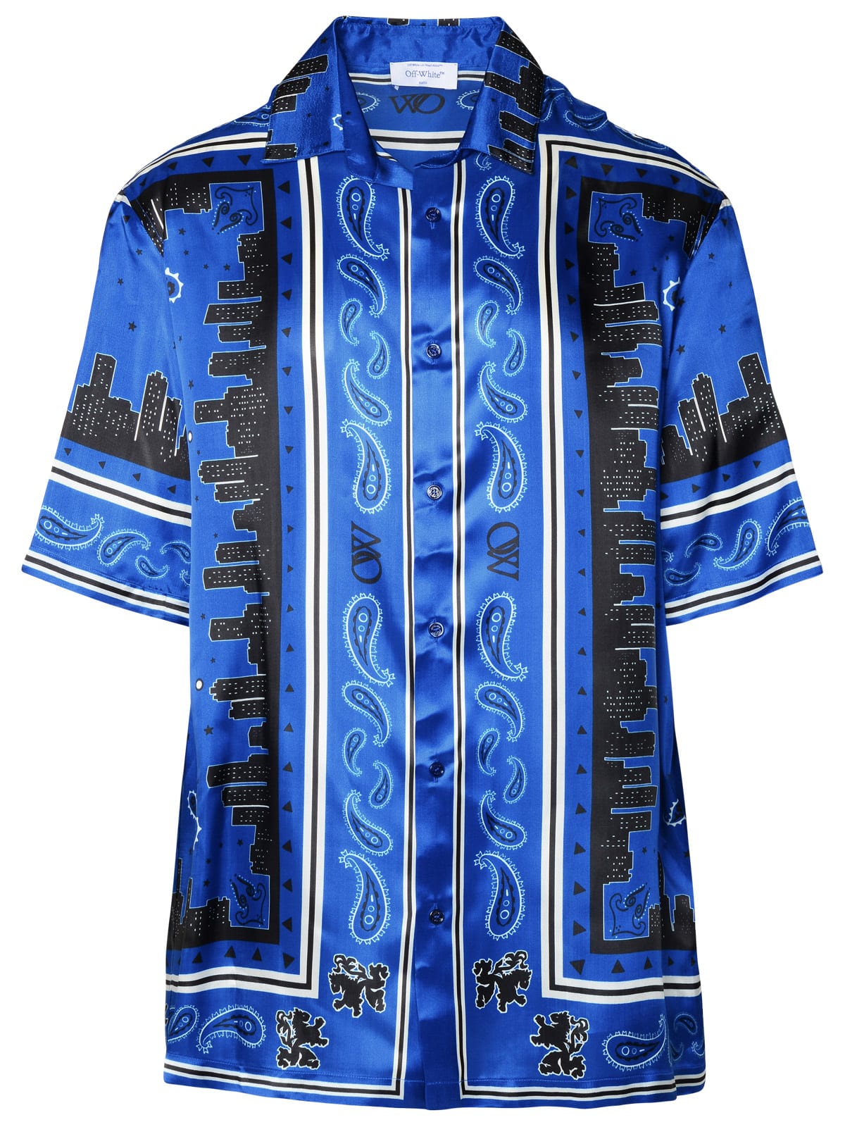 Shop Off-white Blue Viscose Shirt In Nautical Blue (blue)