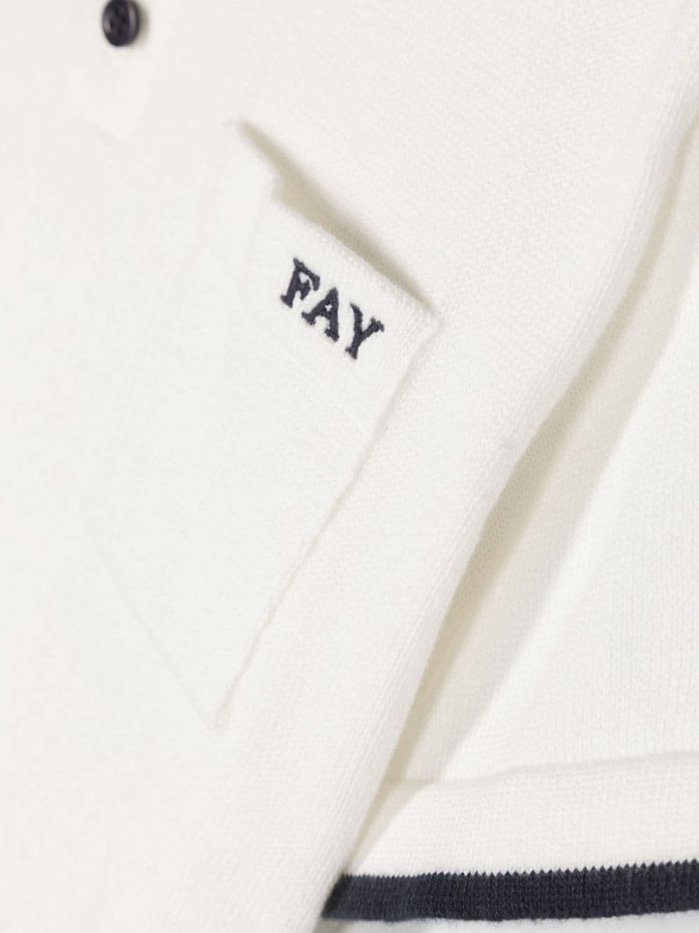 Shop Fay White Polo Shirt With Logo And Blue Stripes