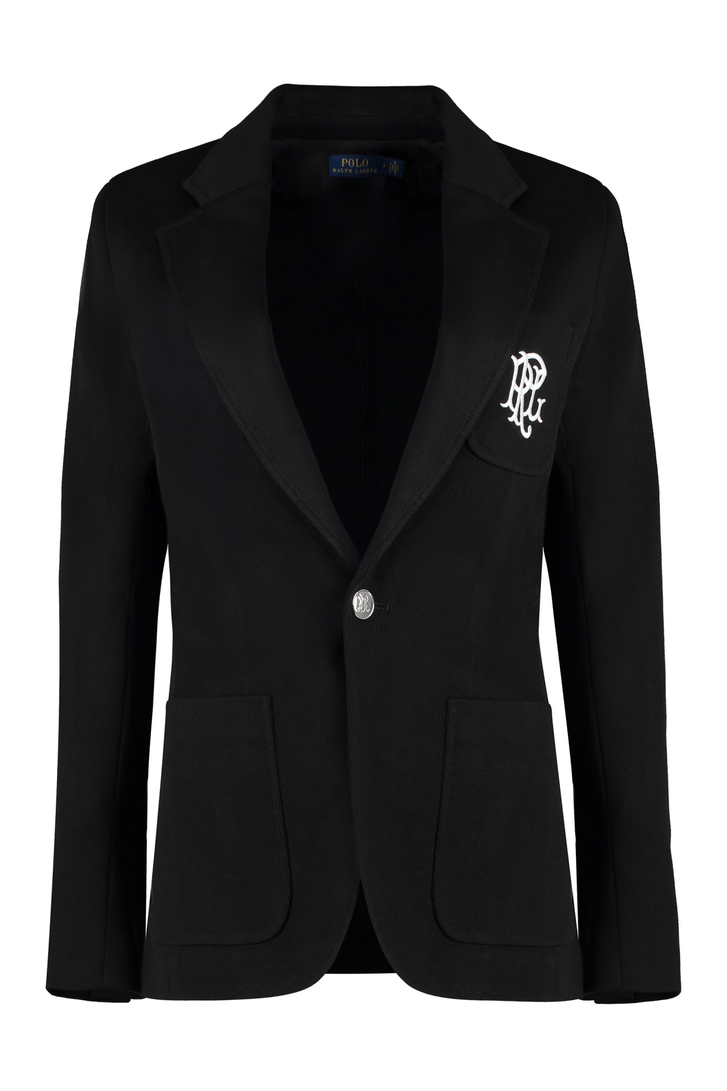 Shop Ralph Lauren Knitted Cotton Blazer In Black