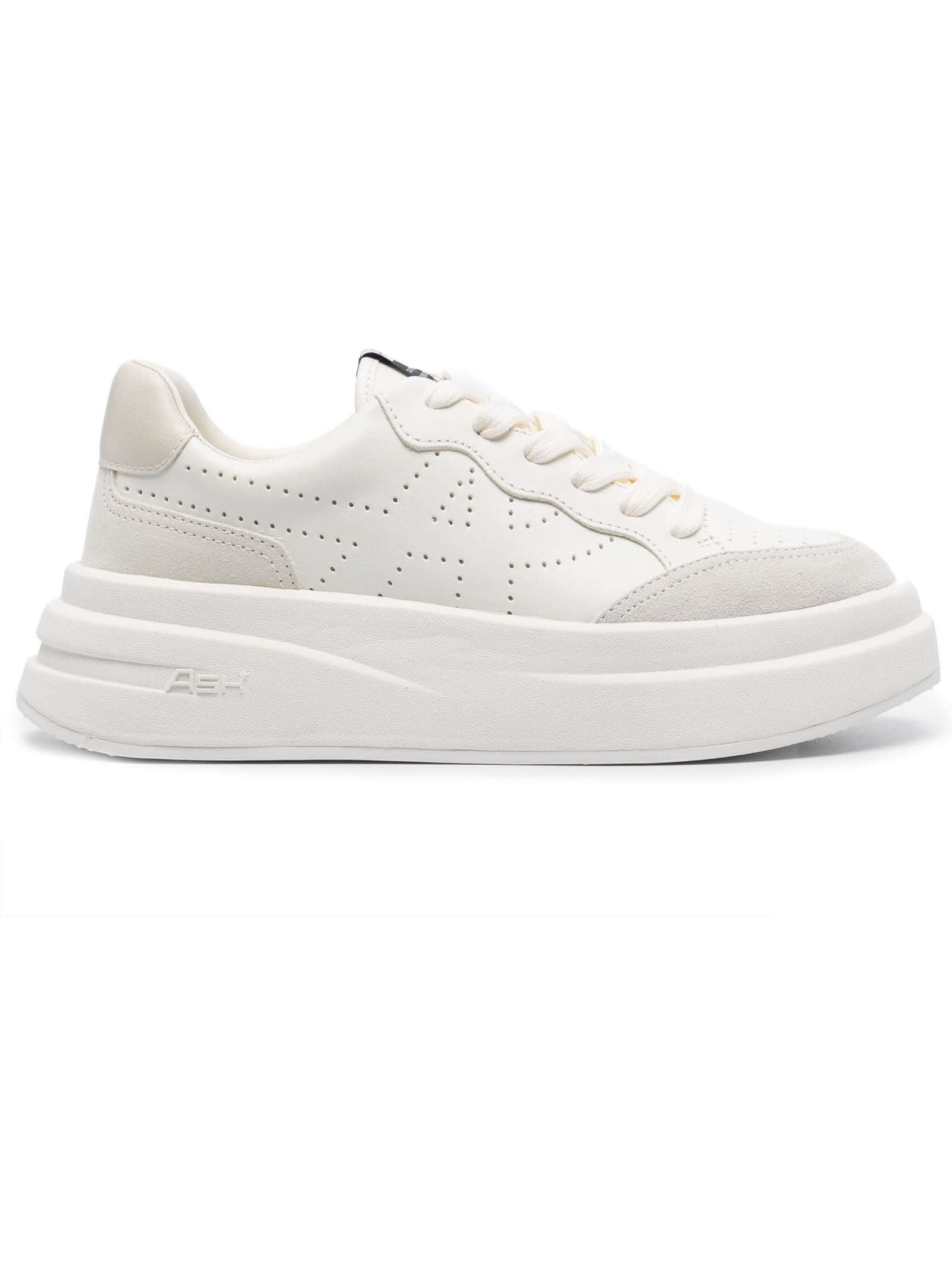 Shop Ash White Calf Leather Sneakers In White Talco White