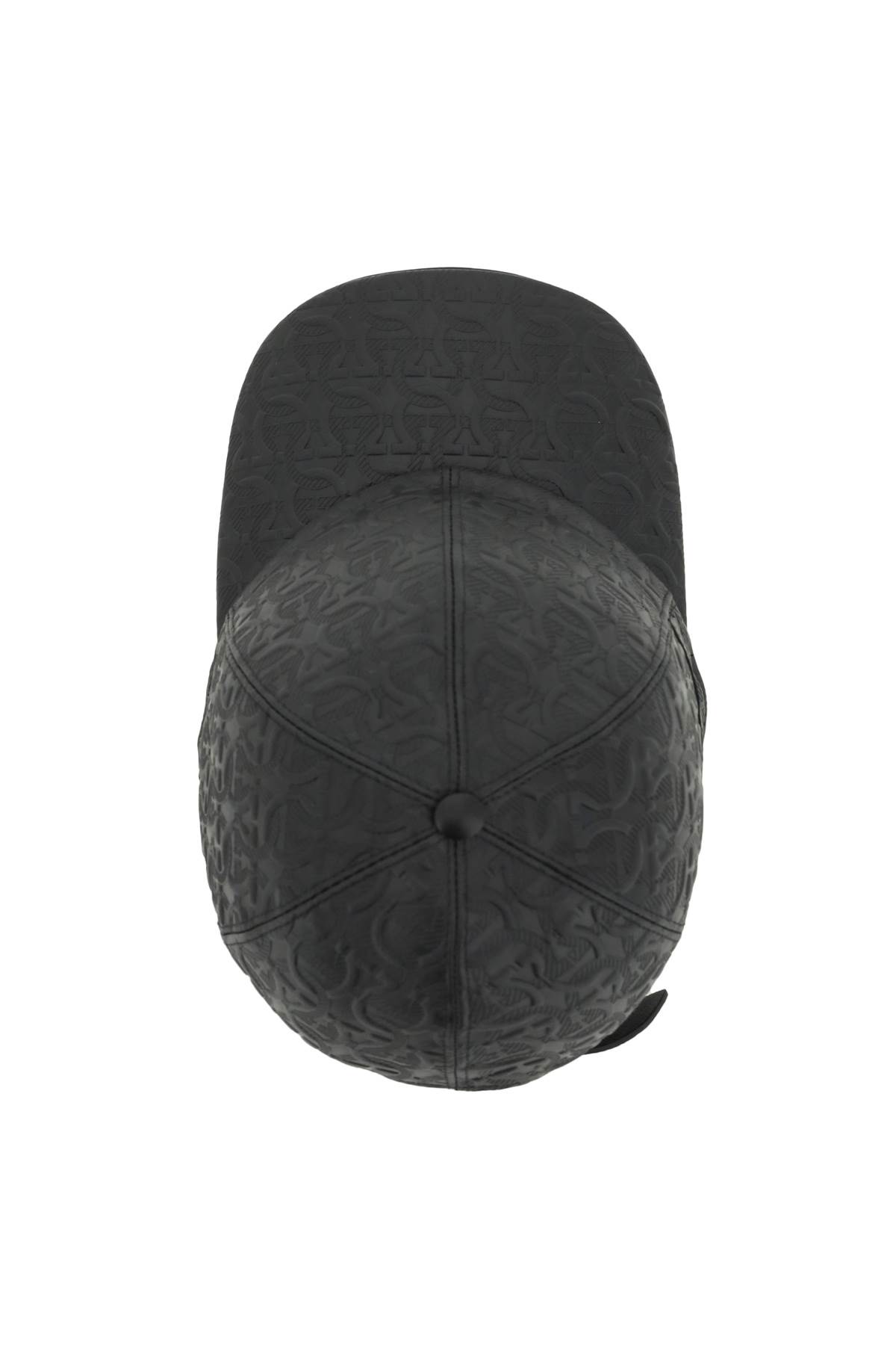 Shop Ferragamo Embossed Leather Baseball Cap In Black
