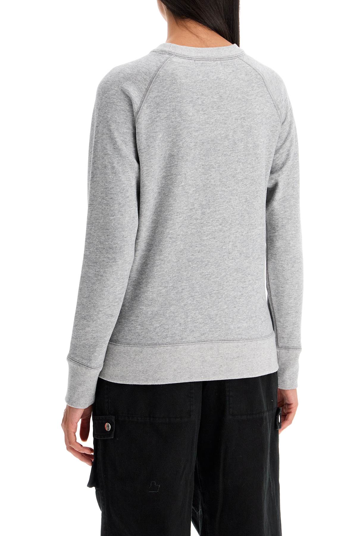 Shop Marant Etoile Milla Cotton Sweatshirt With Round Neck In Grey/white (grey)