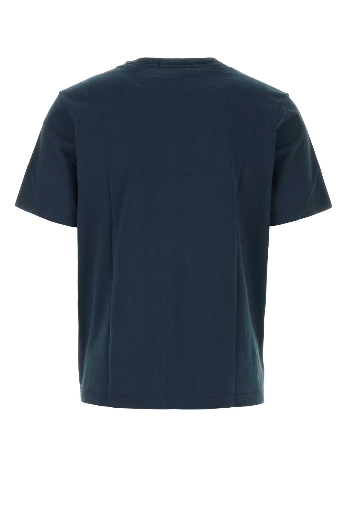 Shop Maison Kitsuné Navy Blue Cotton T-shirt In Deepnavy