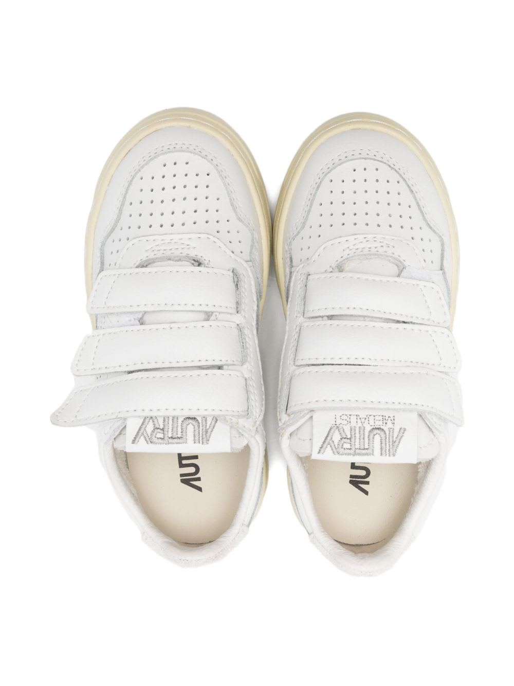 Autry Kids Sneakers With Double Hook-and-loop Closure In Neutral
