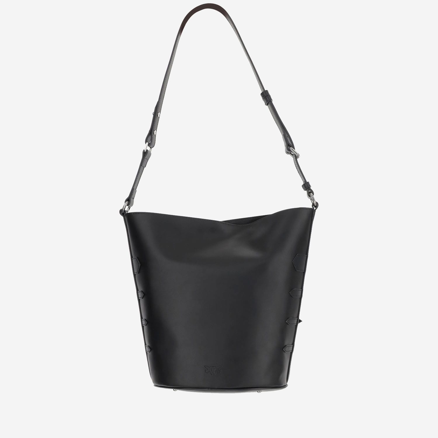 Pinko Leather Shoulder Bag With Straps In Black