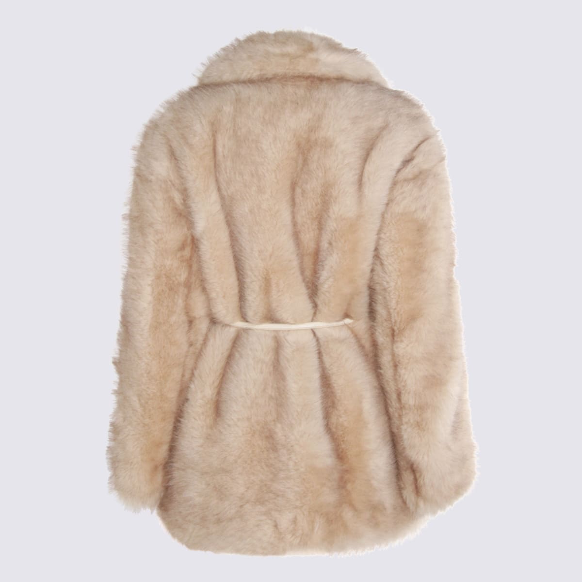 Sportmax Chic Jacket With Faux Fur And Belt In Neutral