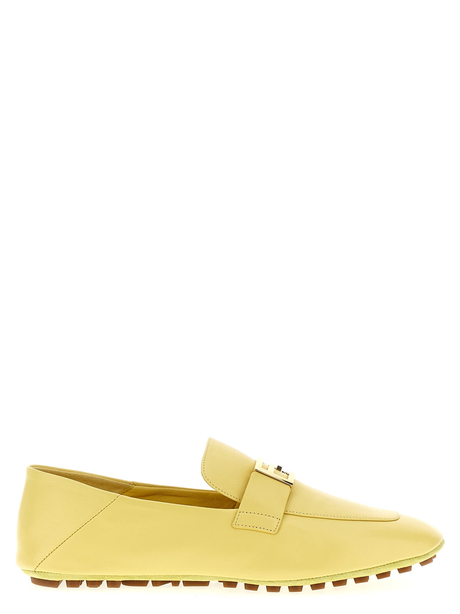 Shop Fendi Baguette Loafers In Yellow