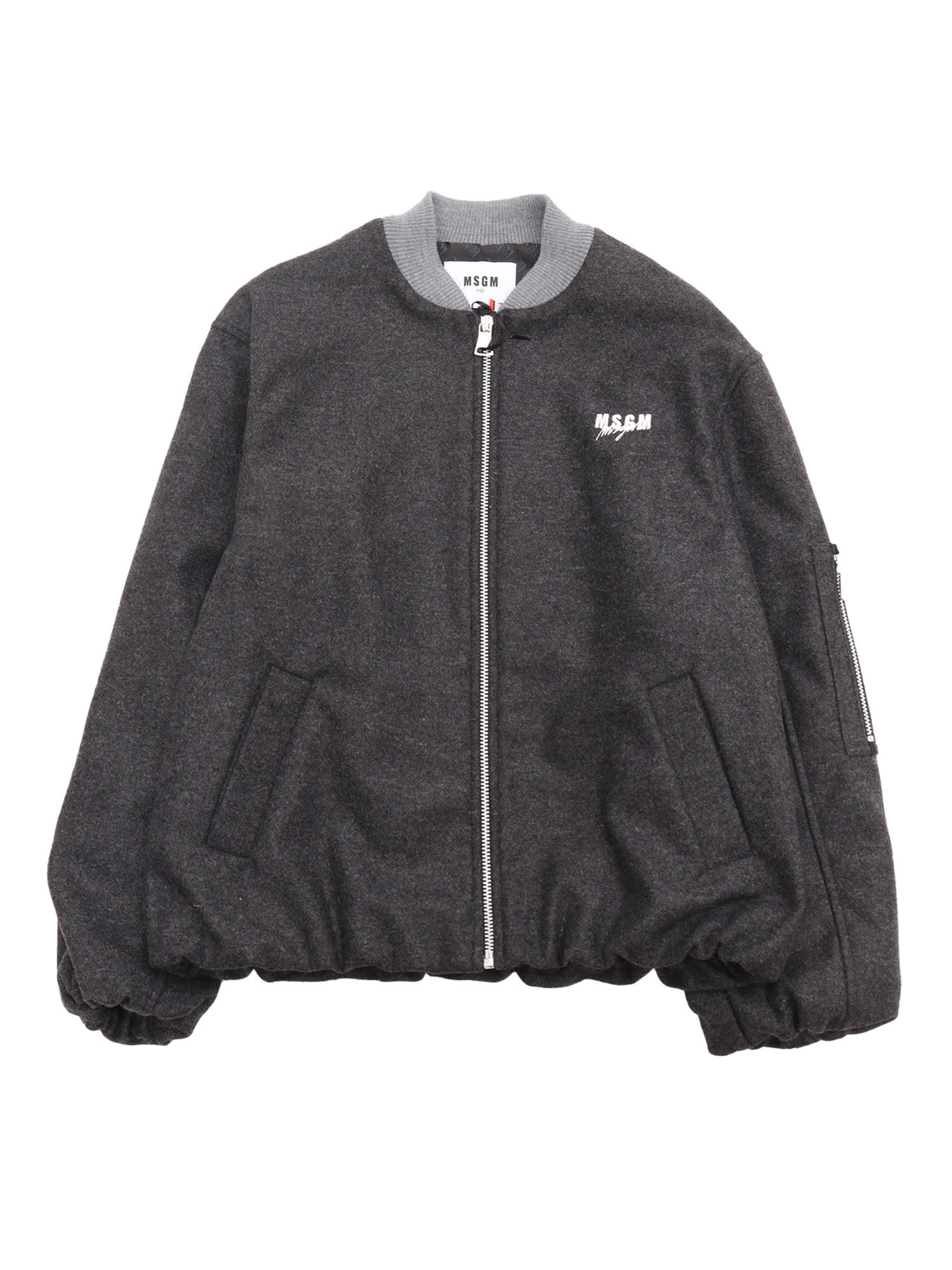 Msgm Cloth Bomber  Girl Grigio Melange/grey M In Grey