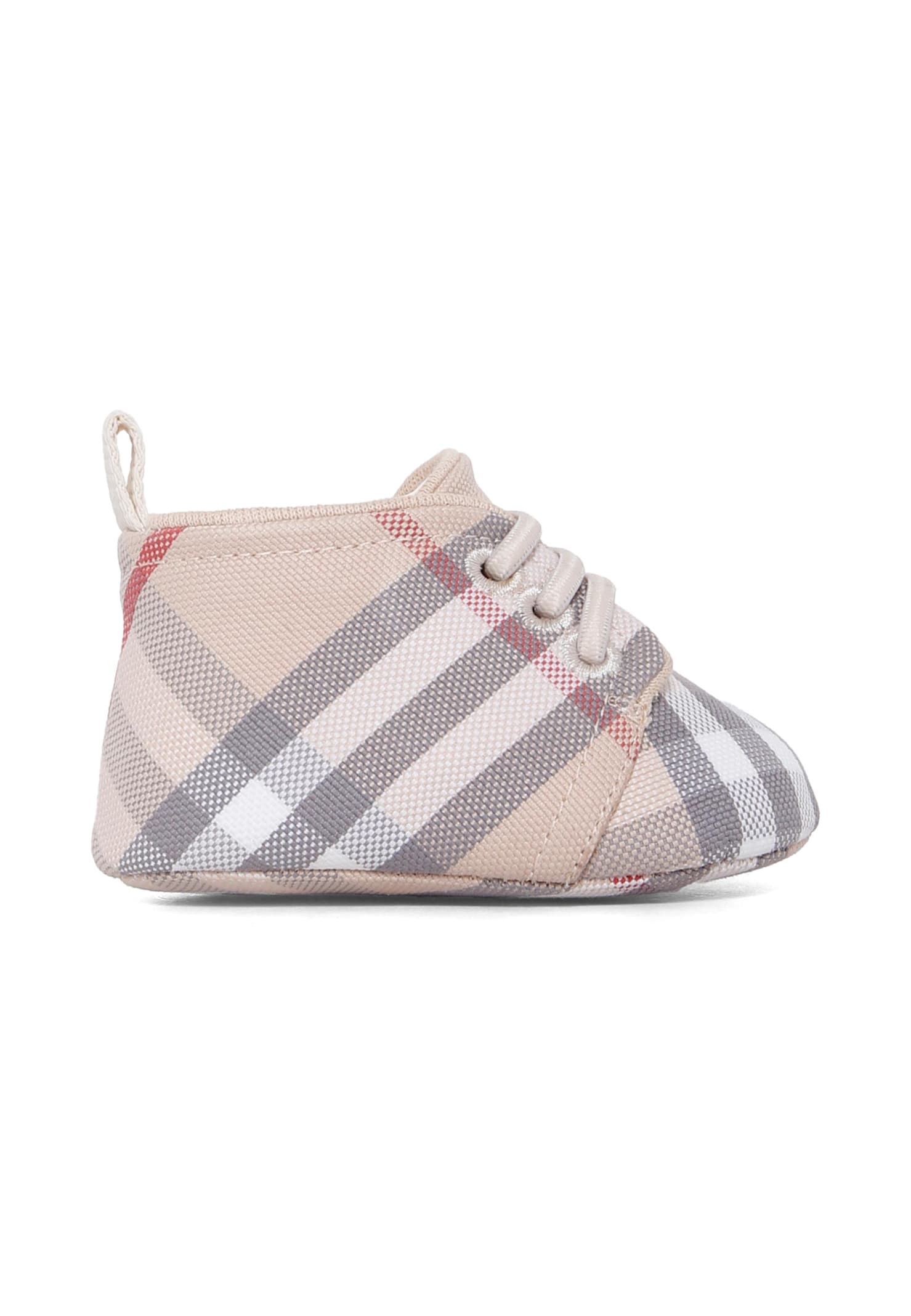 Burberry Beige Sneakers For Babykids With Vintage Check In Multi