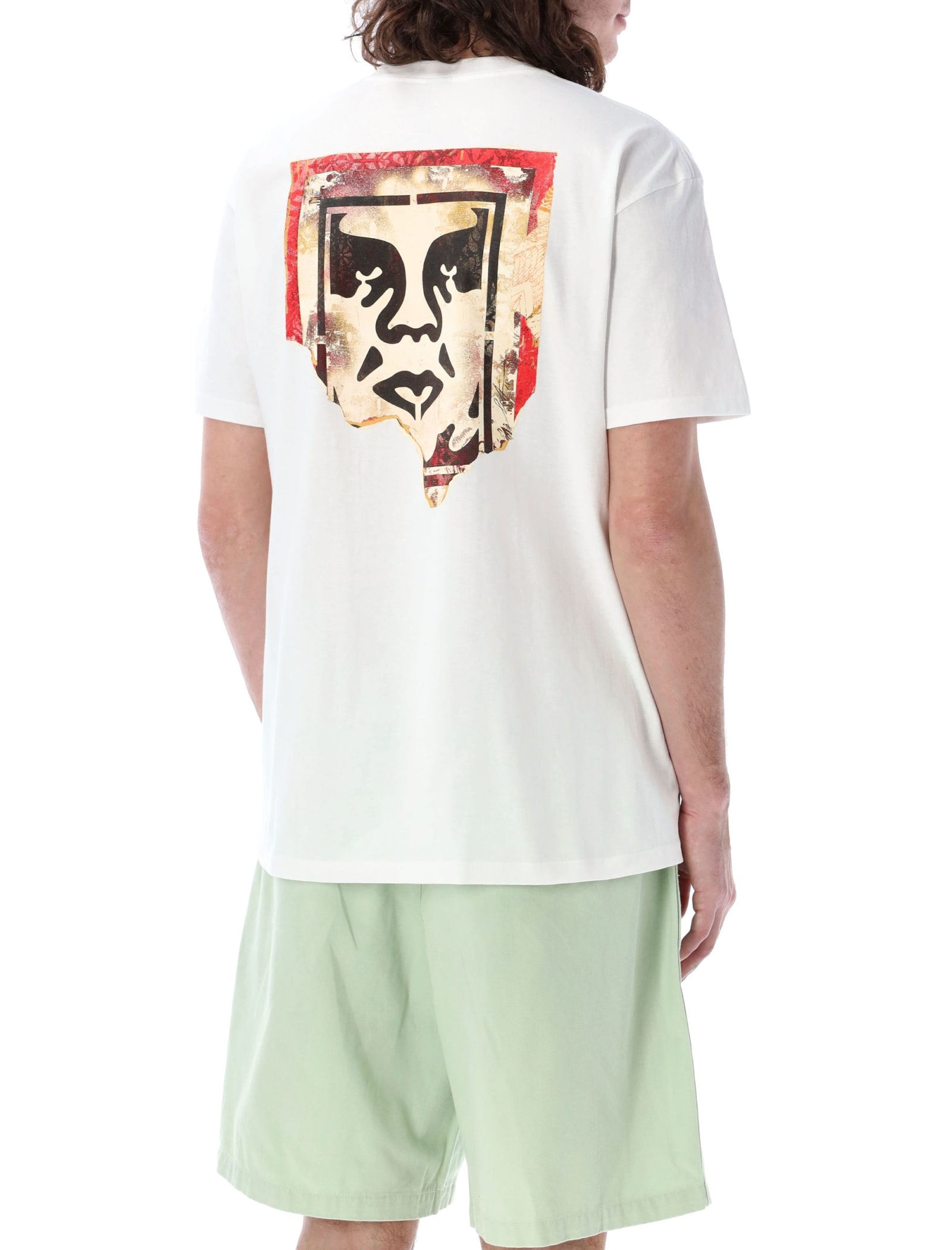 Shop Obey Ripped Icon T-shirt In White