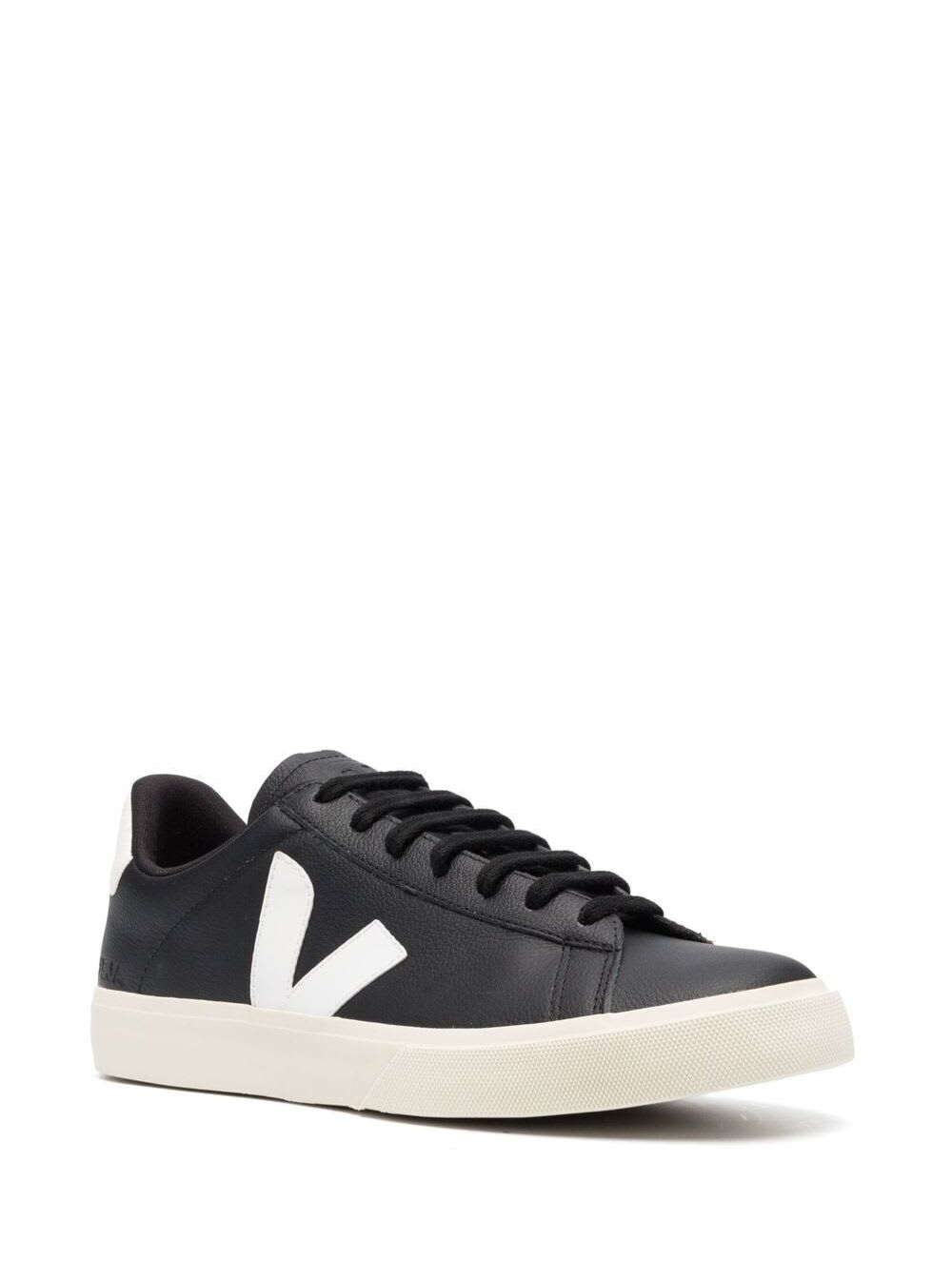 Shop Veja Campo Black And White Low Top Sneakers In Vegan Leather Man