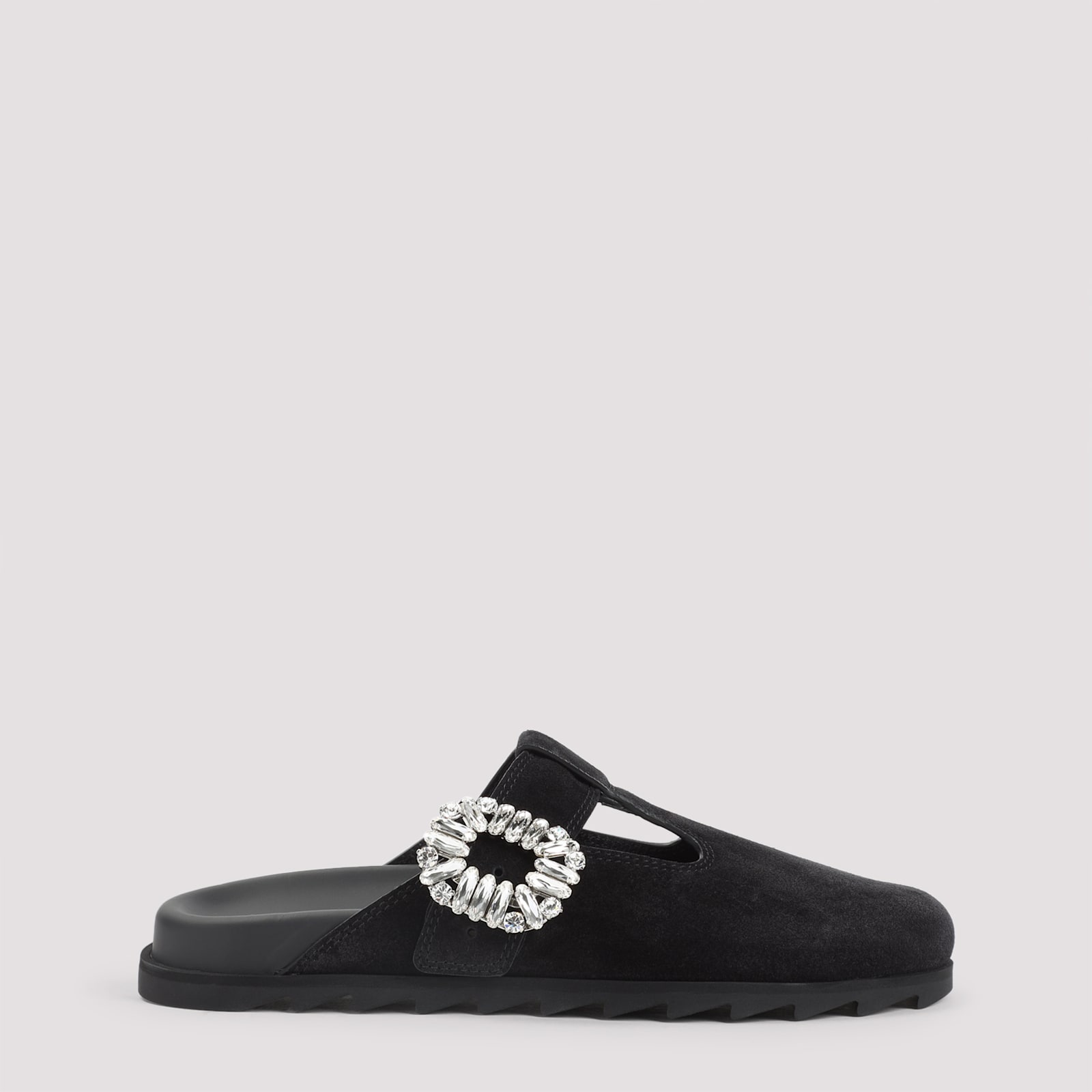 Roger Vivier Minimalist Black Flats With Rounded Toe And Low-profile Sole In Black