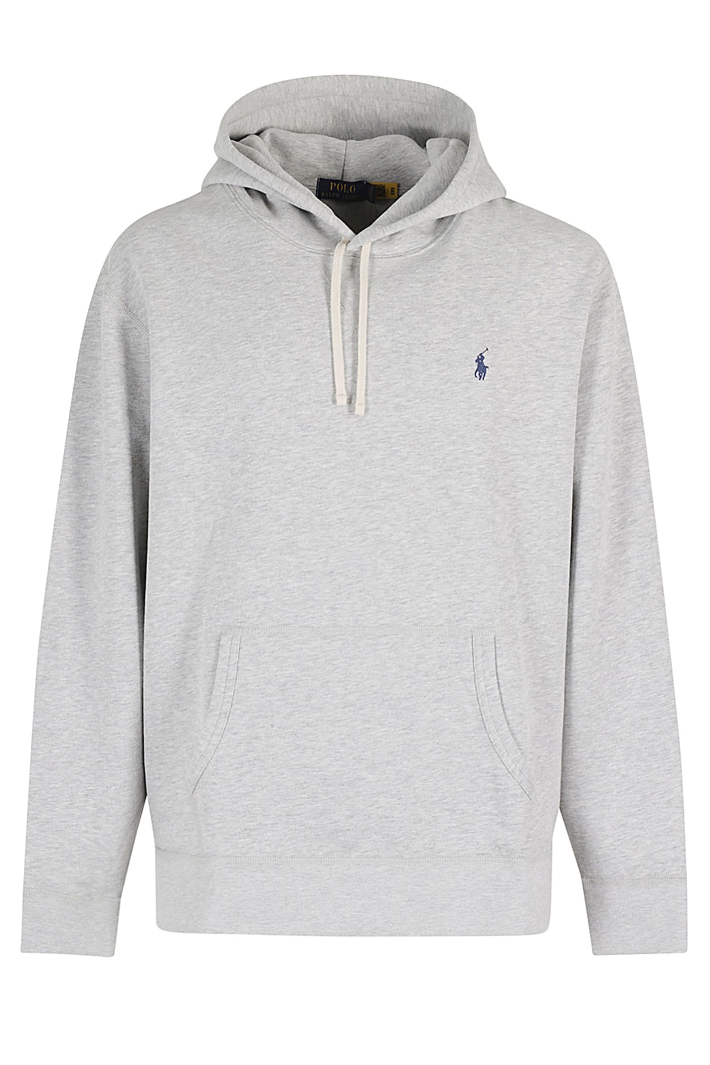 Polo Ralph Lauren Grey Cotton Hoodie With Contrasting Embroidered Logo In Gray
