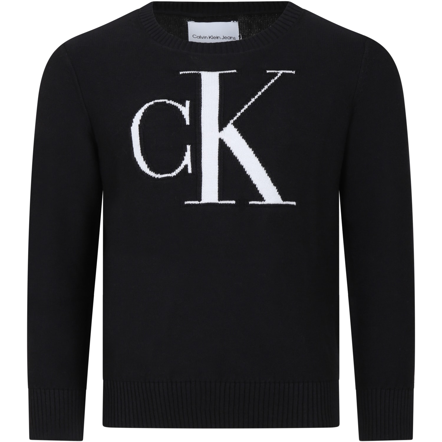 Shop Calvin Klein Black Sweater For Boy With Logo