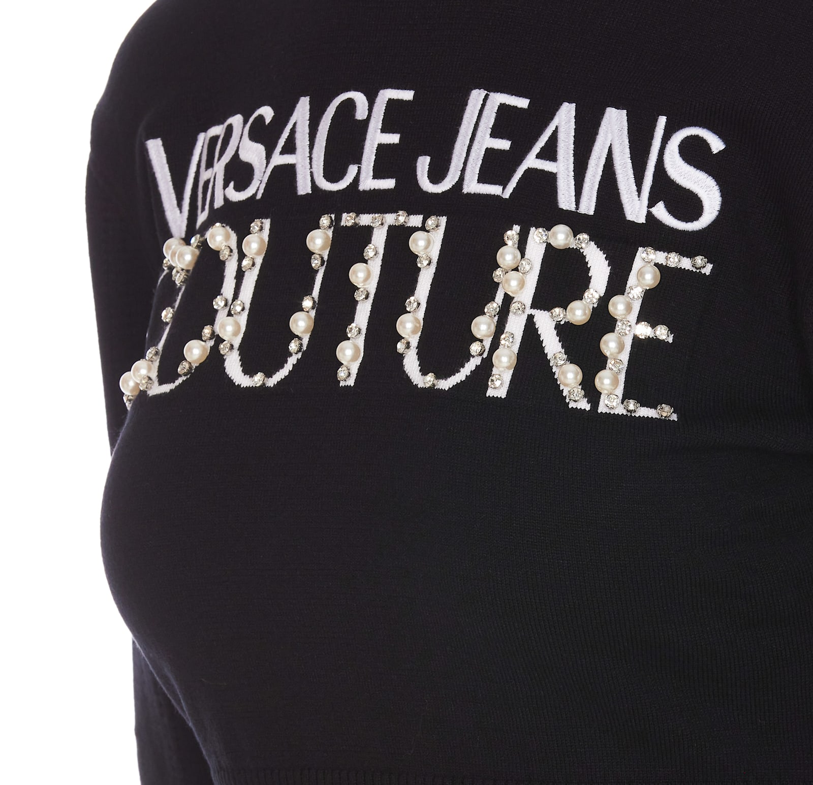 Shop Versace Jeans Couture Logo Sweater In Black