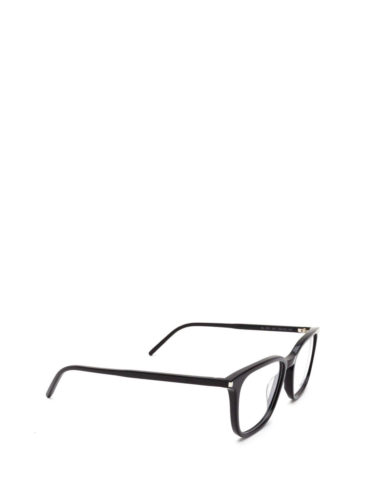 Shop Saint Laurent Square Frame Glasses In 001 Black Black Transpare