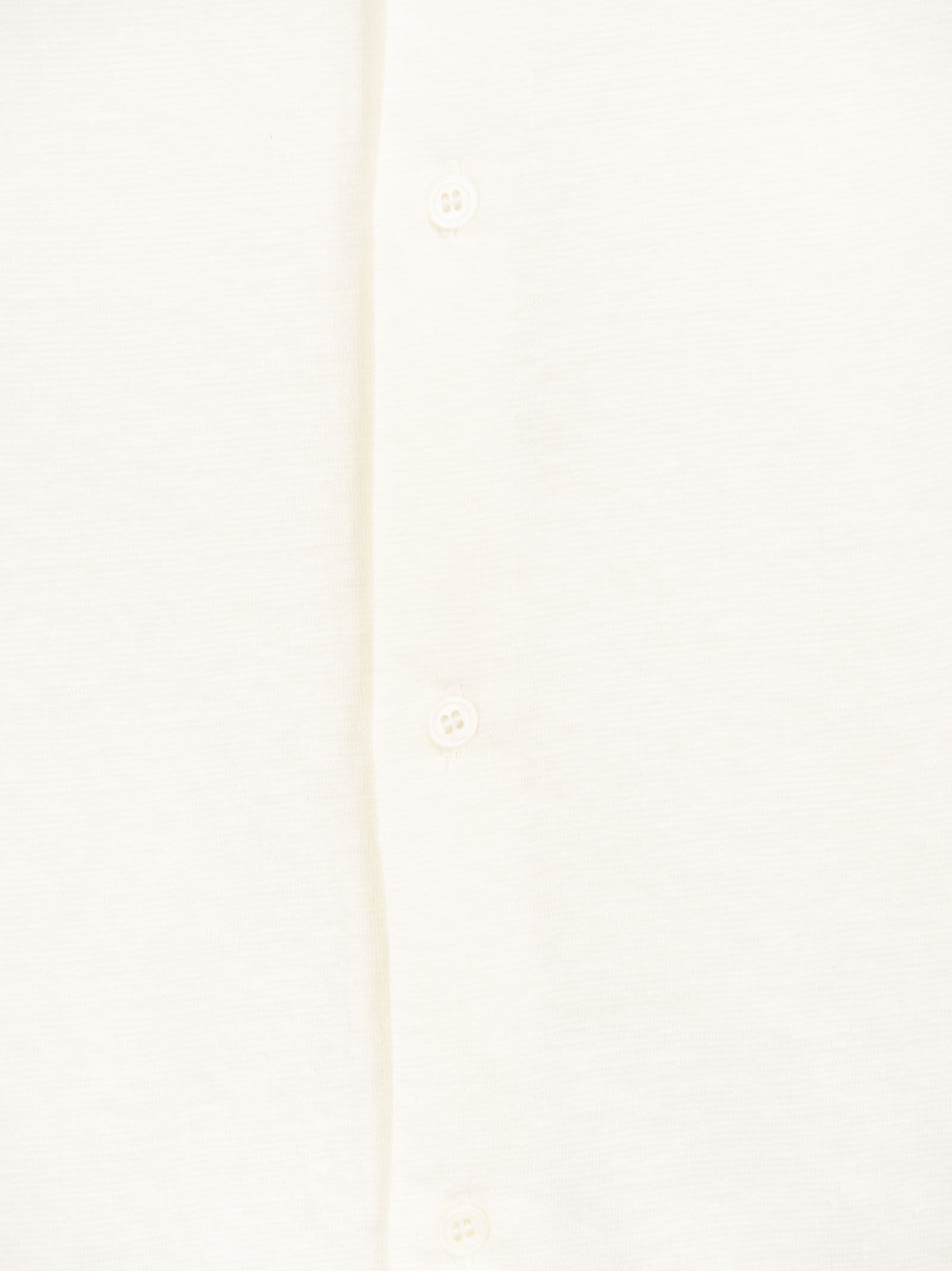 Shop Majestic Long-sleeved Linen Shirt In White
