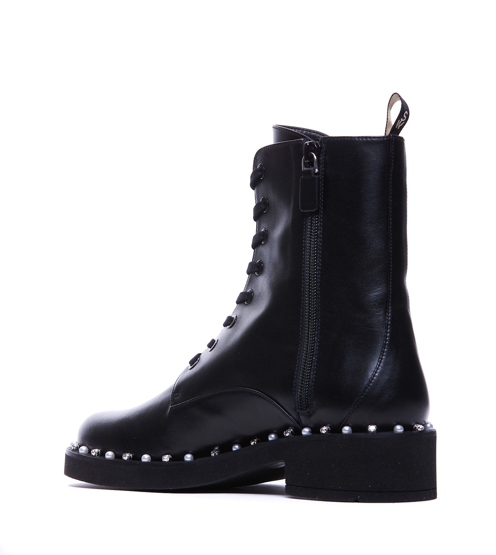 Stuart Weitzman Reverie Lace Up Booties In Black