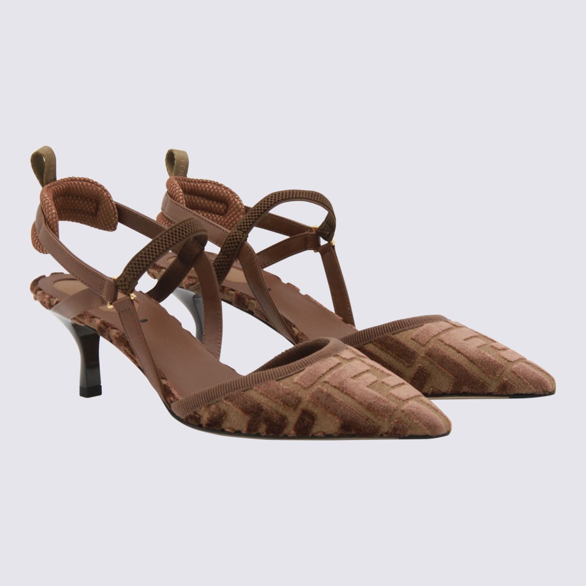 Fendi Colibrì Lite Slingbacks In Ff Fabric In Brown