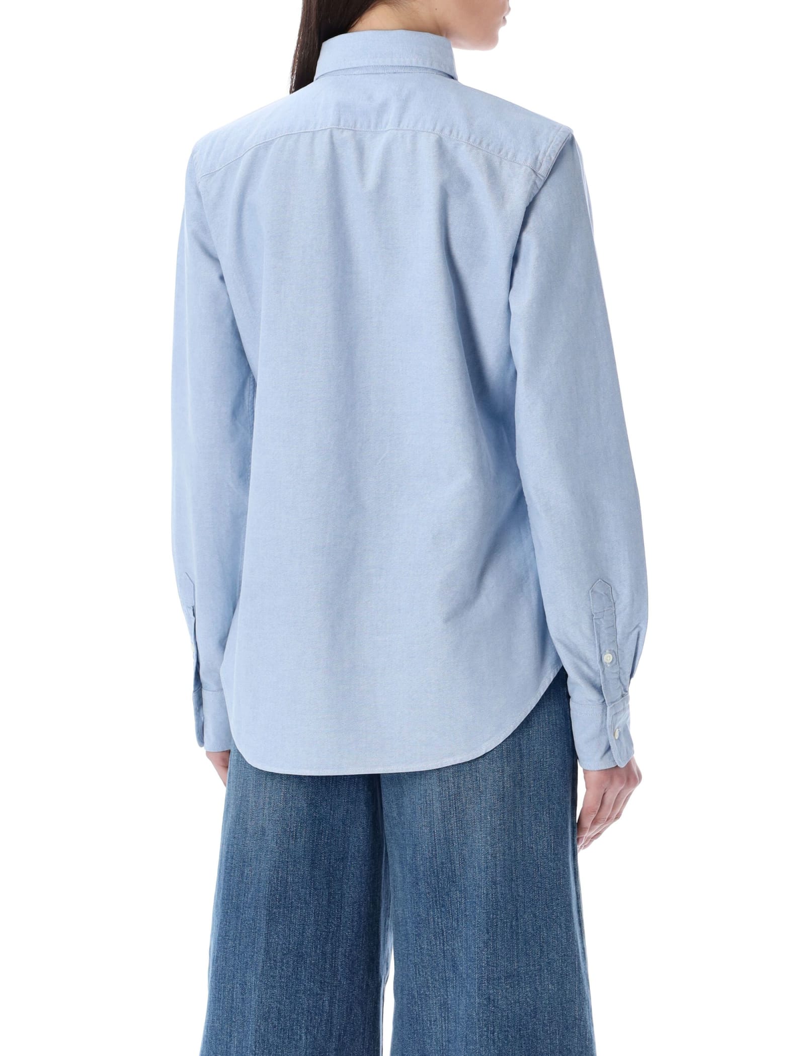 Shop Polo Ralph Lauren Oxford Cotton Shirt In Light Blue