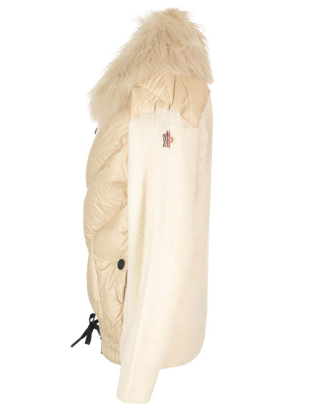 Shop Moncler Fur Collar Cardigan In Bianco