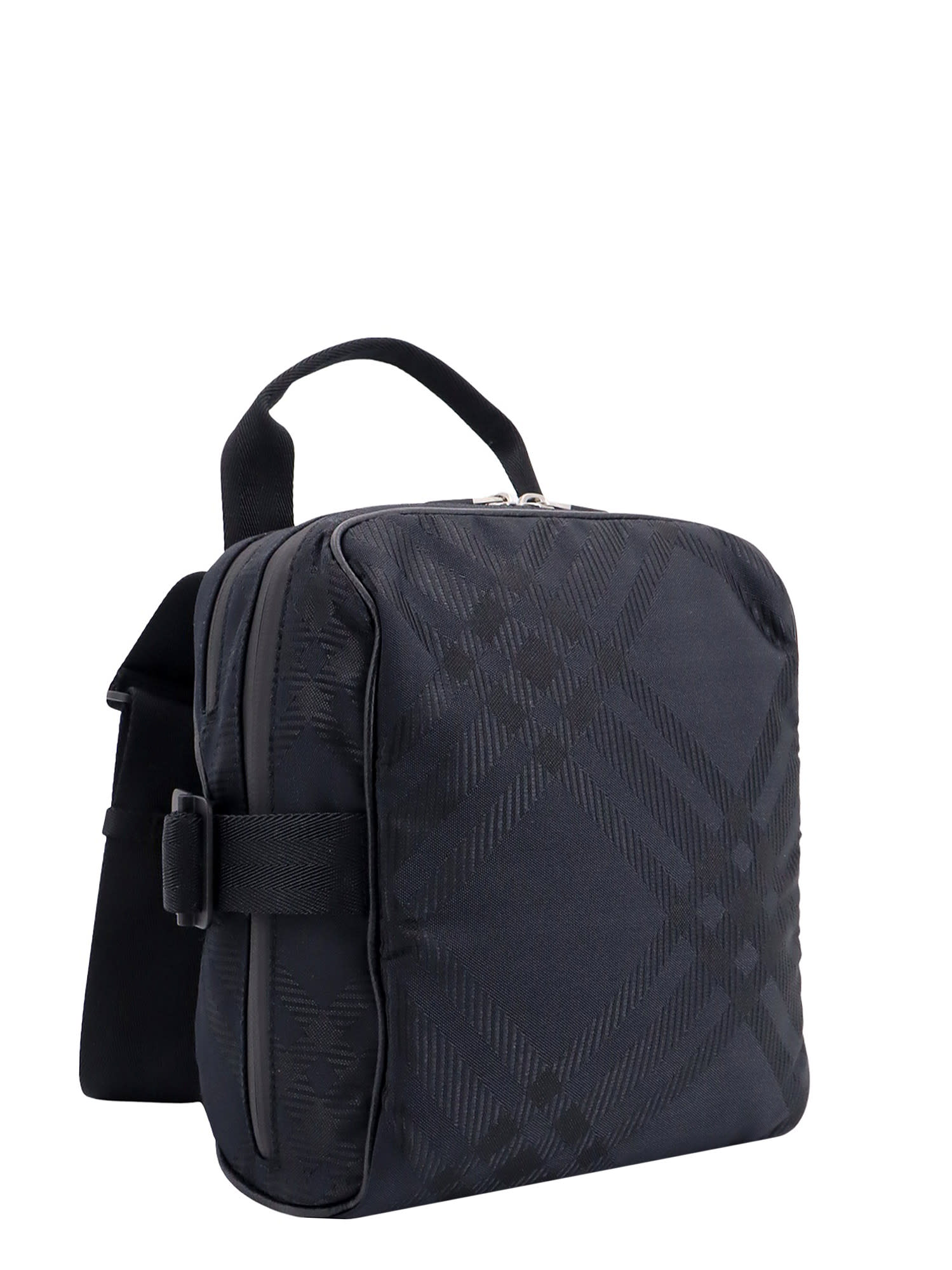 Shop Burberry Check Shoulder Bag In Black