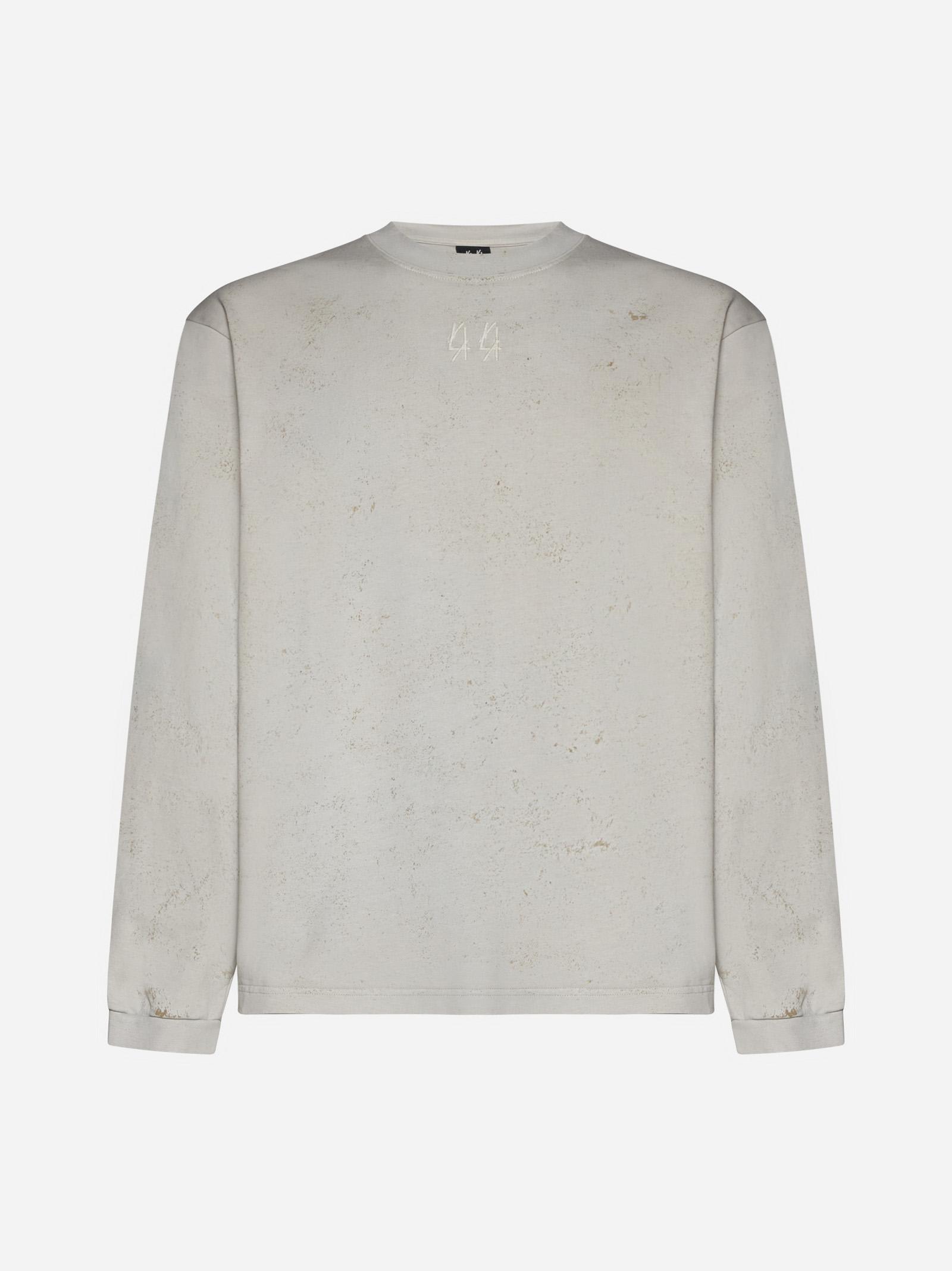 Shop 44 Label Group Back Holes Cotton Sweatshirt In Dirty White+gyps